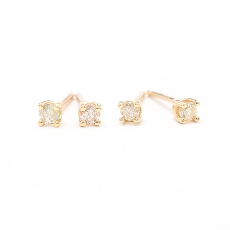 14K Yellow Gold Diamond Earrings