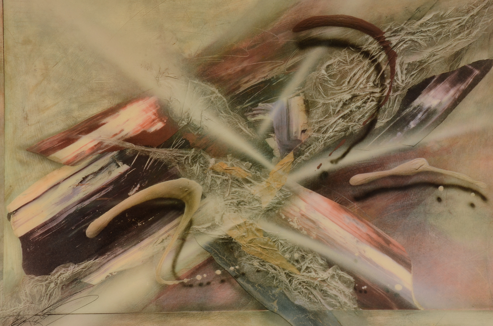 Absract Offset Lithograph on Resin-Coated Panel