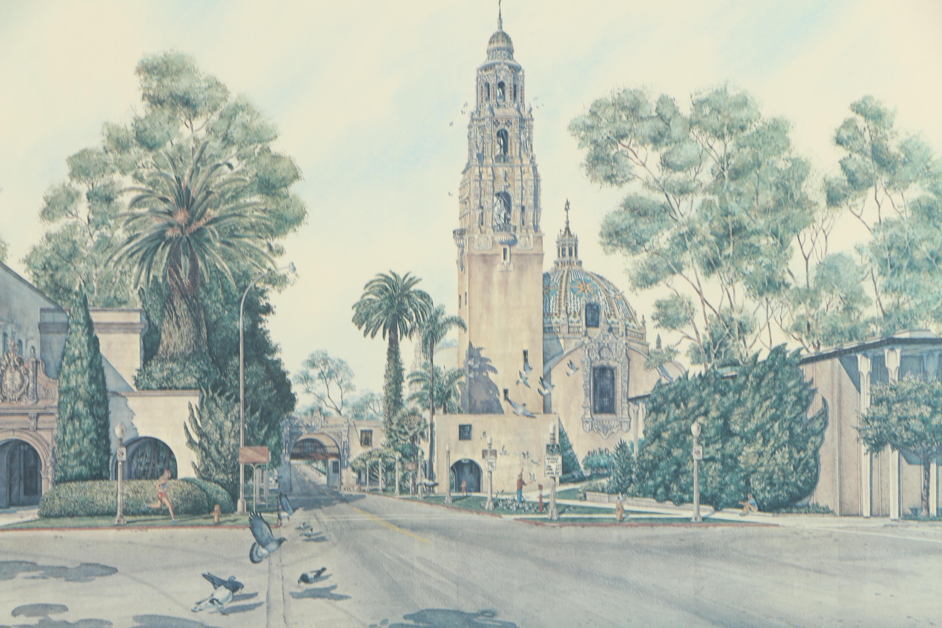 John Yato Offset Lithograph "The California Tower at Balboa Park"
