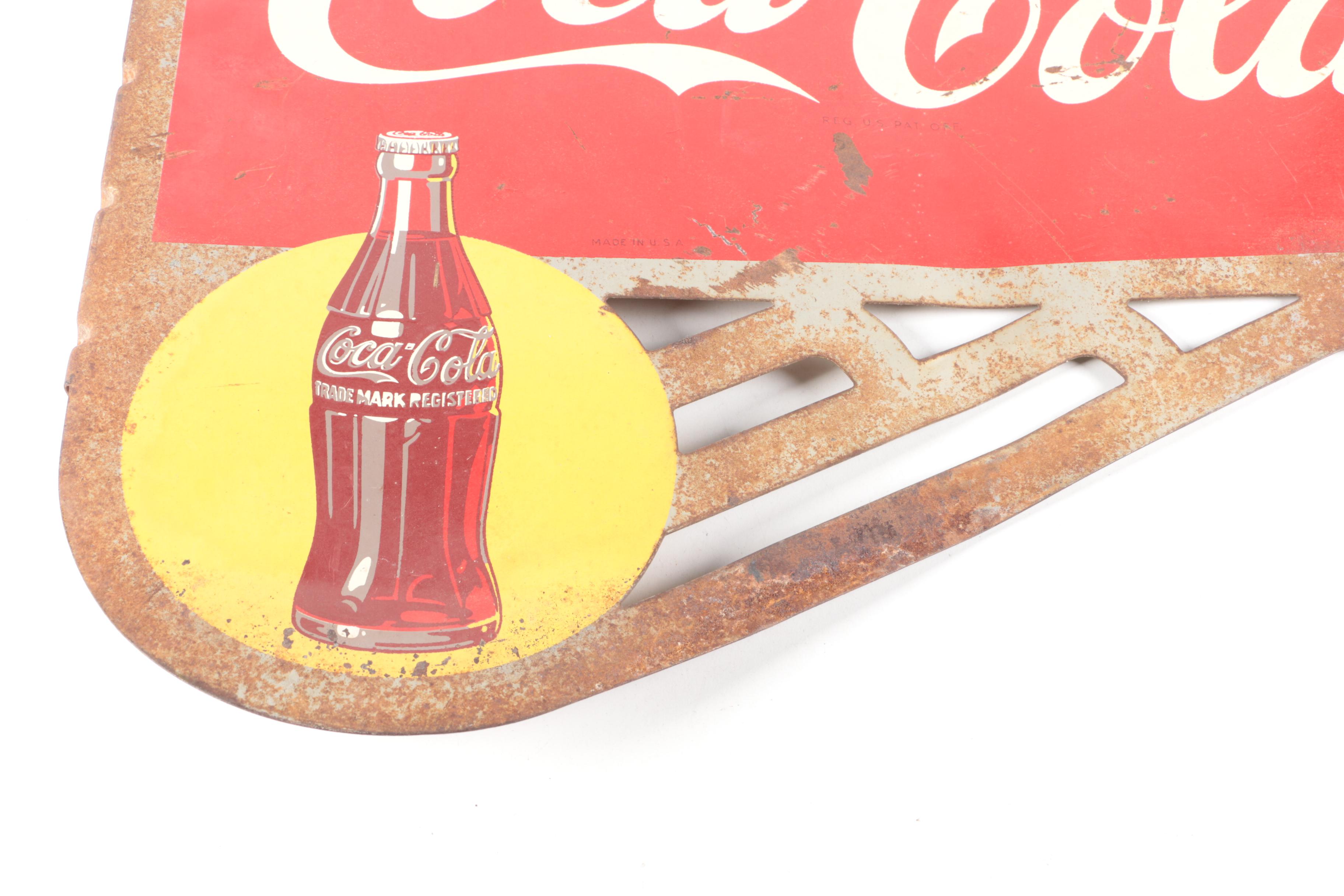 C. 1940s Double-Sided Metal Coca-Cola Flange Sign