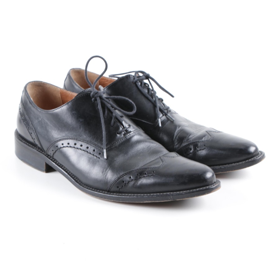 Calzoleria Coseano Black Leather Wingtip Oxfords Handmade in Italy