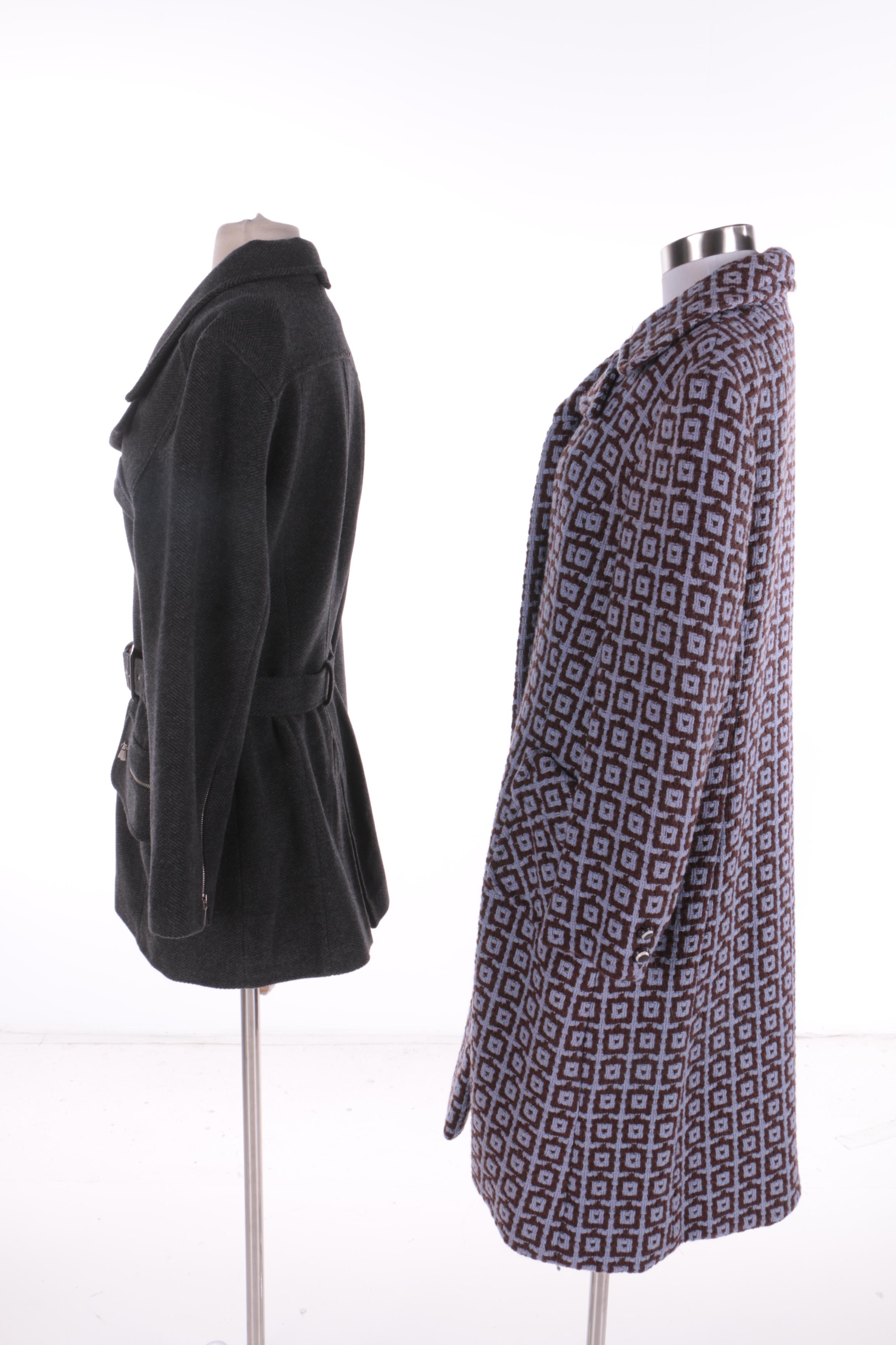 Women's Ivoire de Laurence of Paris Grey Coat and Robert Leonard Patterned Coat