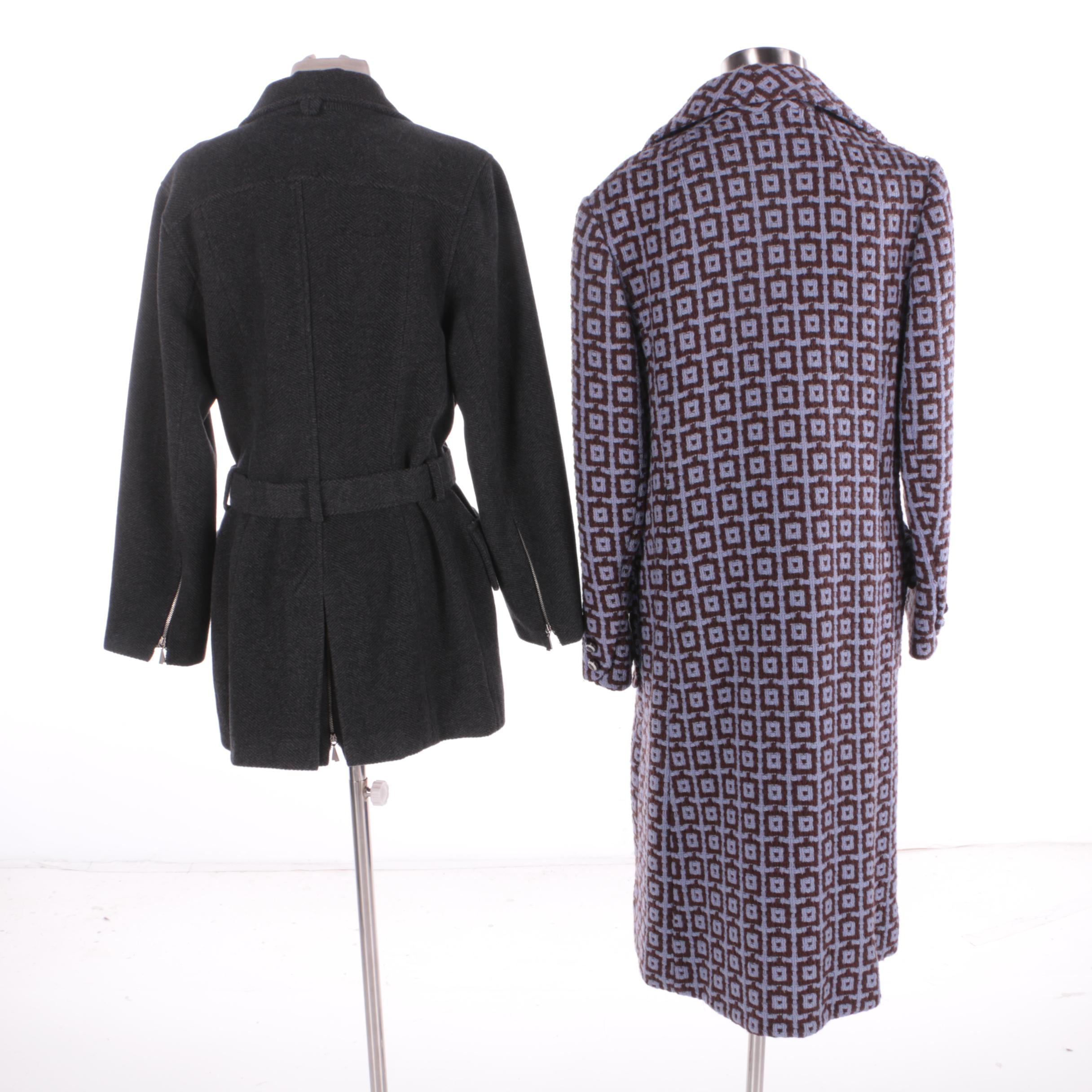 Women's Ivoire de Laurence of Paris Grey Coat and Robert Leonard Patterned Coat