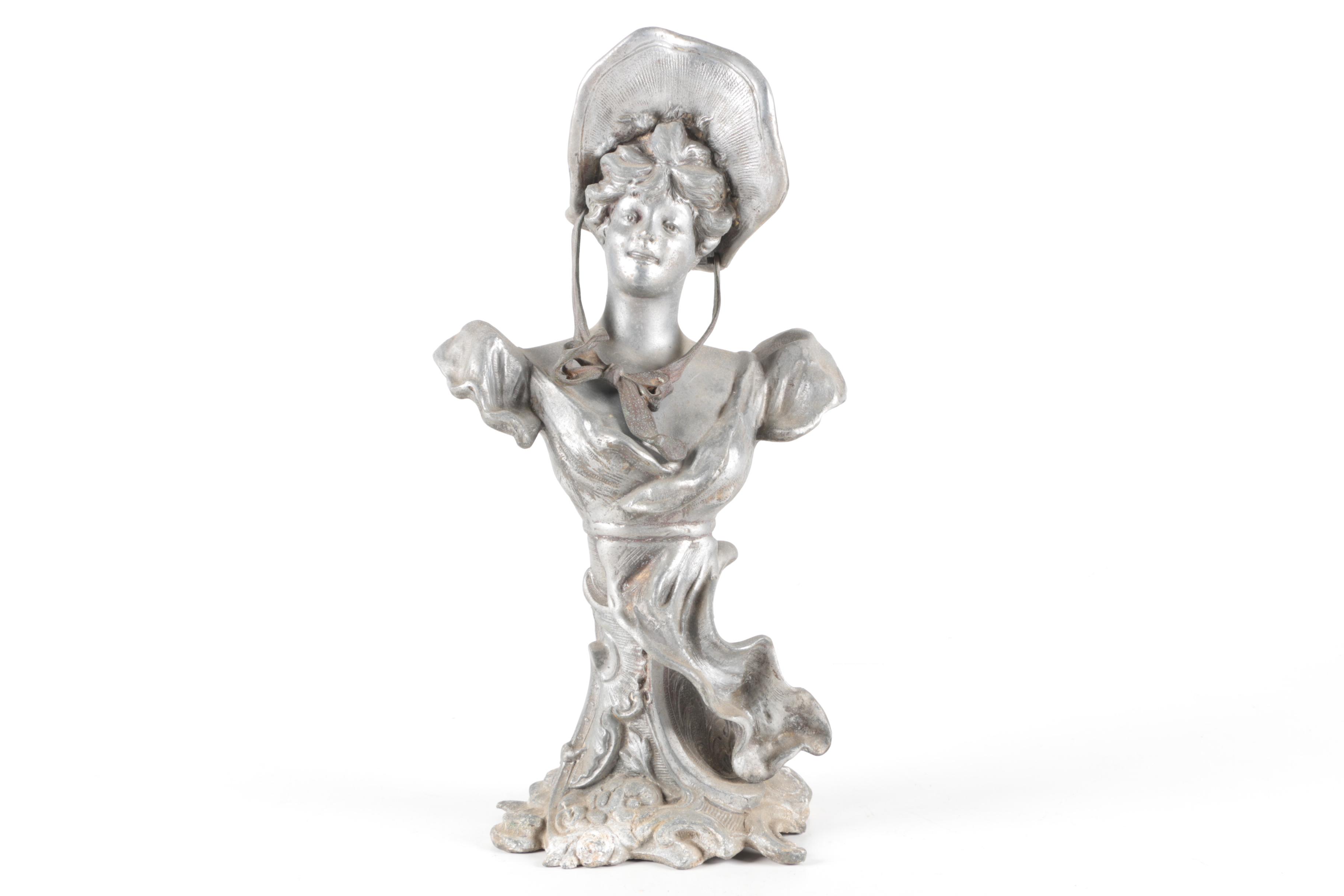 Vintage Art Nouveau Style Cast Metal Figurine