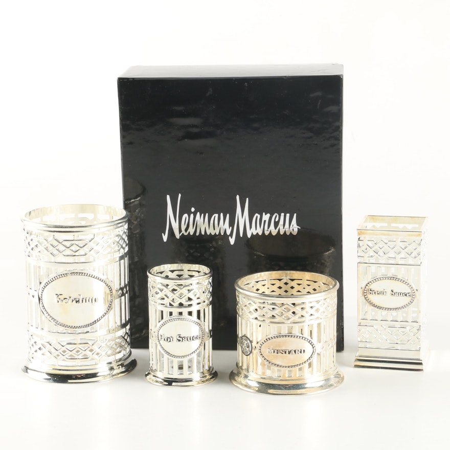 Godinger Silver Plate Condiment Cover Set for Neiman Marcus