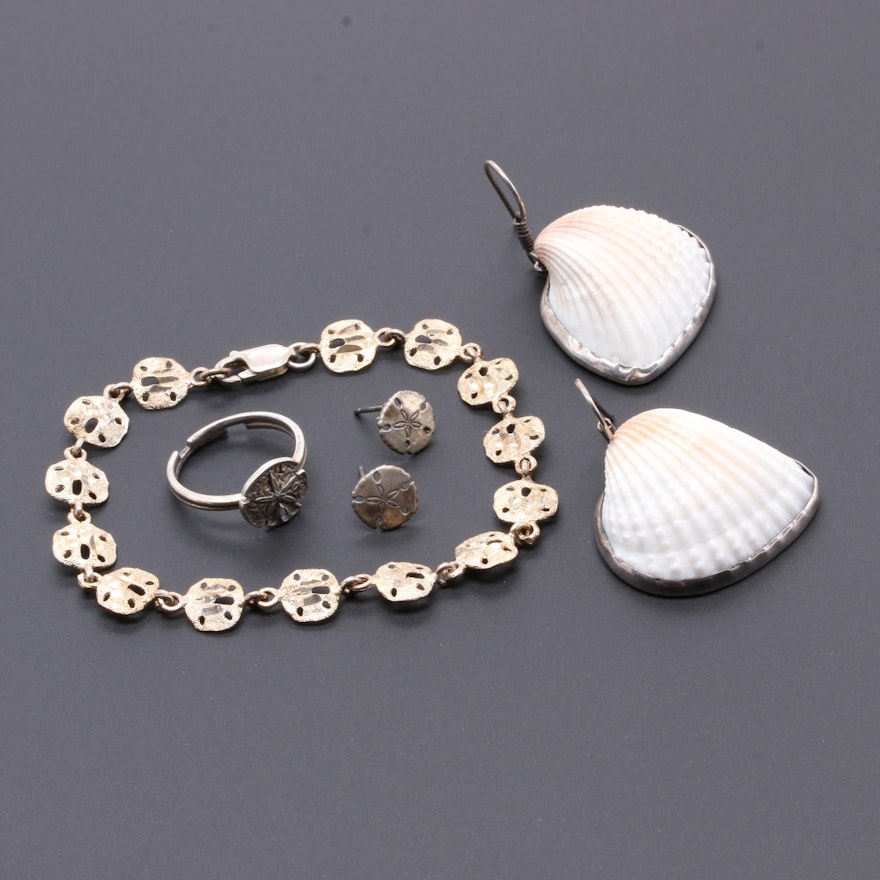 Sterling Silver Shell Jewelry Selection Featuring Charles Albert