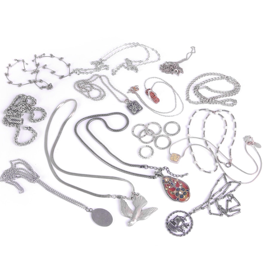Silver Toned Costume Necklace Assortment