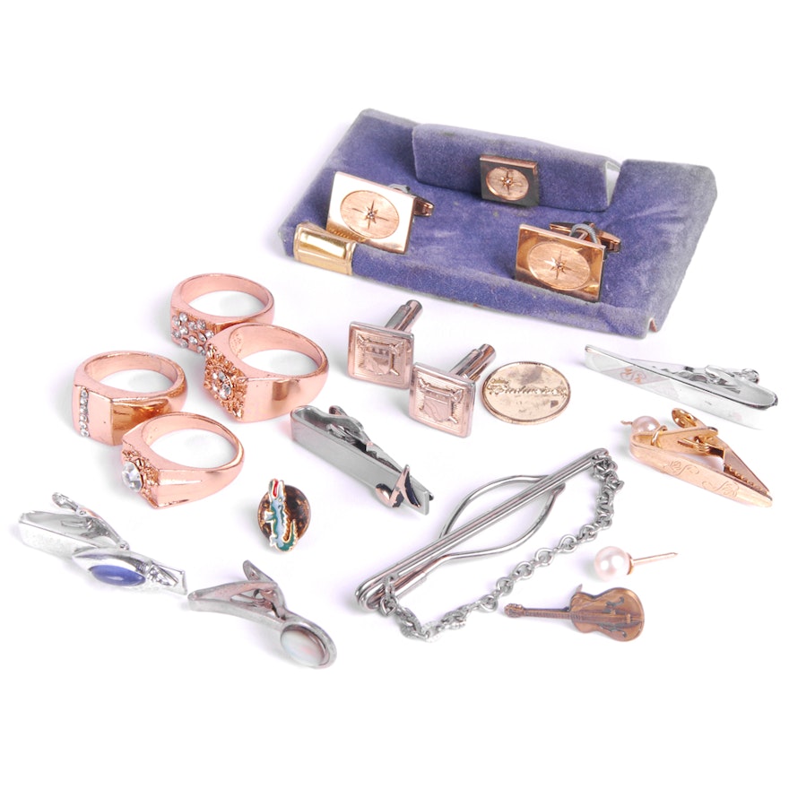 Costume Cufflinks, Tie Clips, and Rings