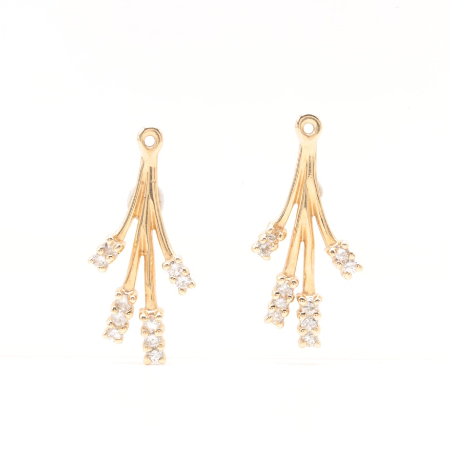 14K Yellow Gold Diamond Drop Earring Jackets