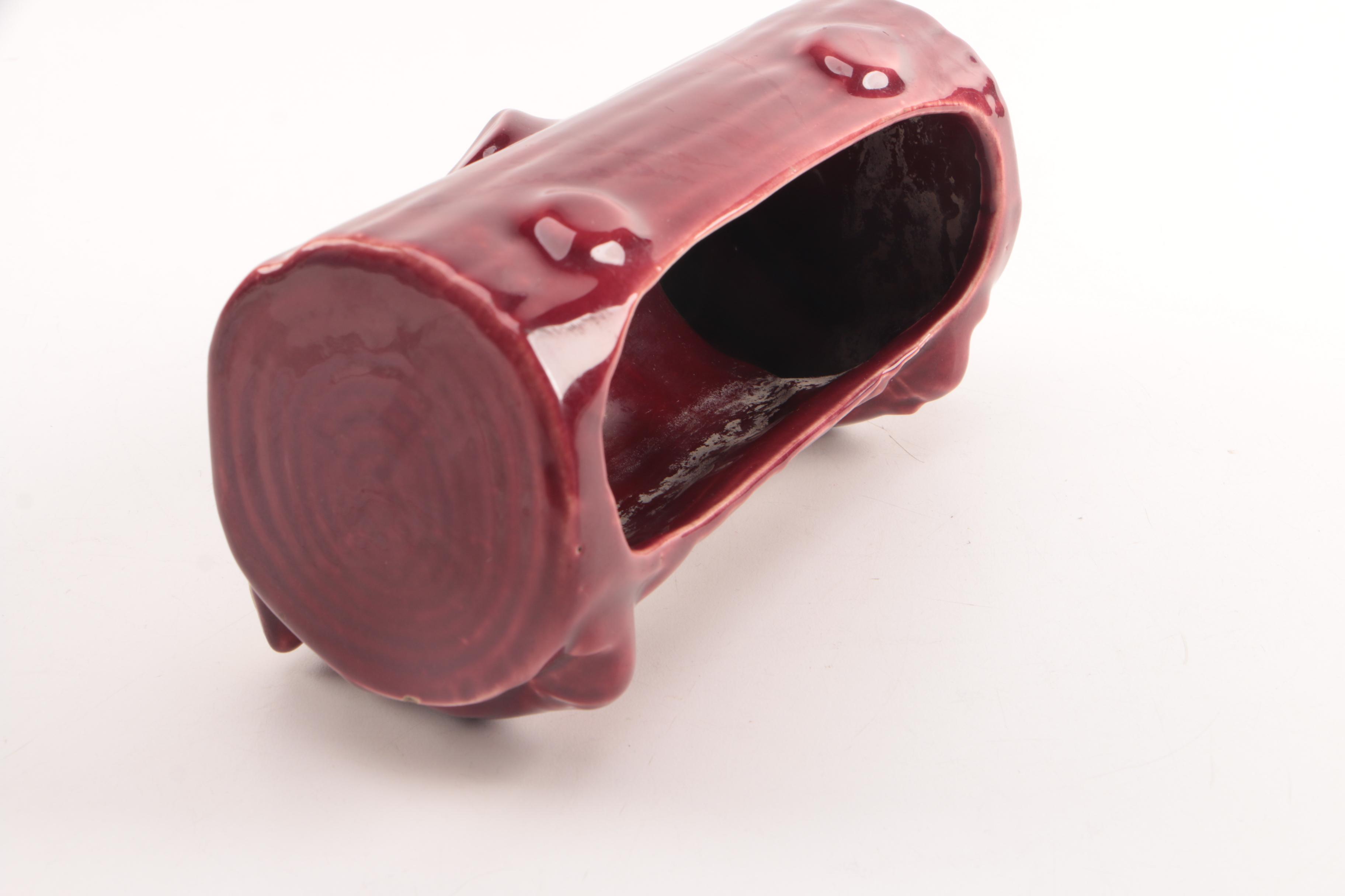 Embossed Mulberry Log Planter Attributed to McCoy