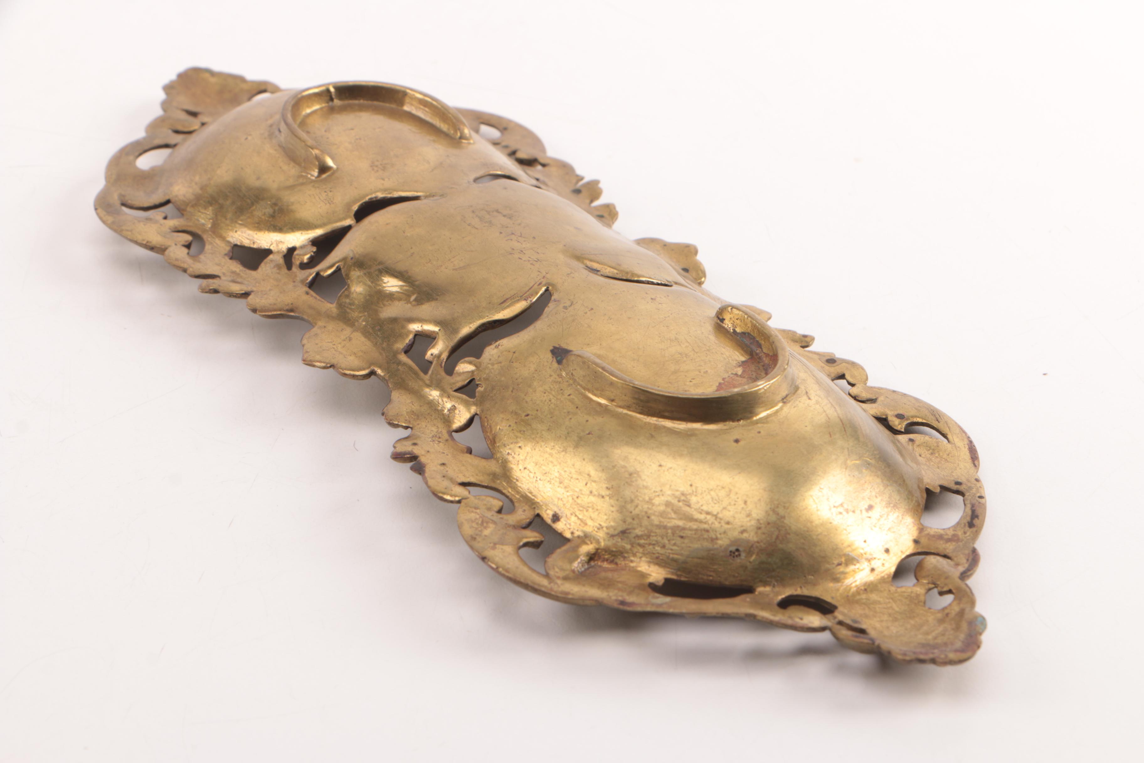 Vintage Brass Inkwells and Desk Tray