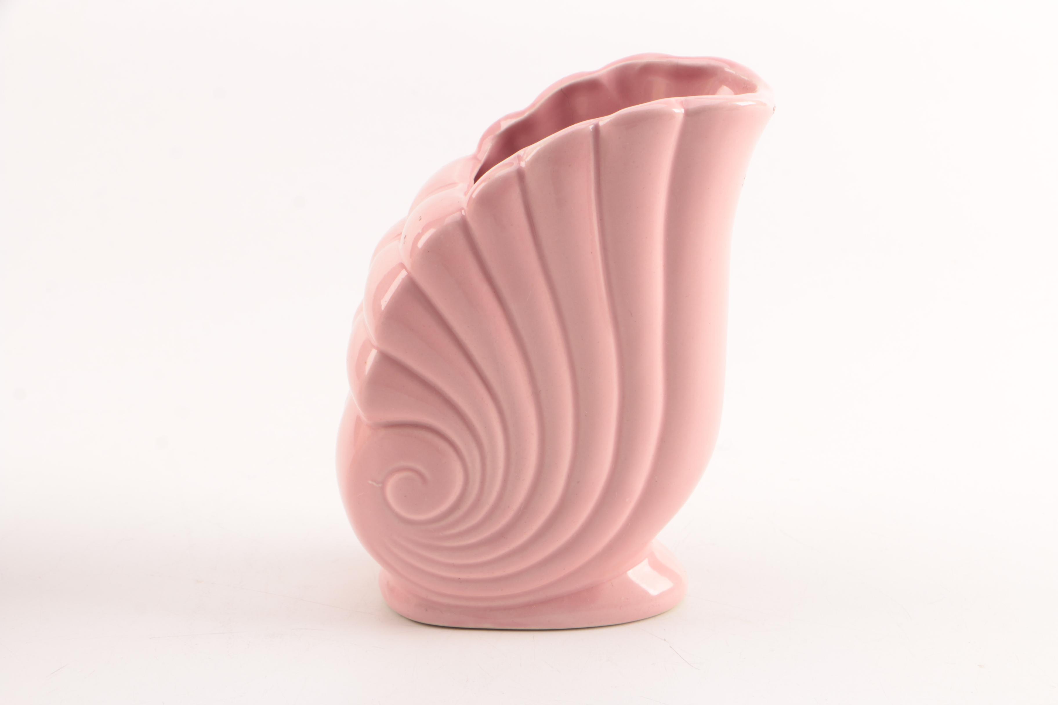 Vintage Shell Motif Art Deco Style Ceramic Planters Including Abingdon