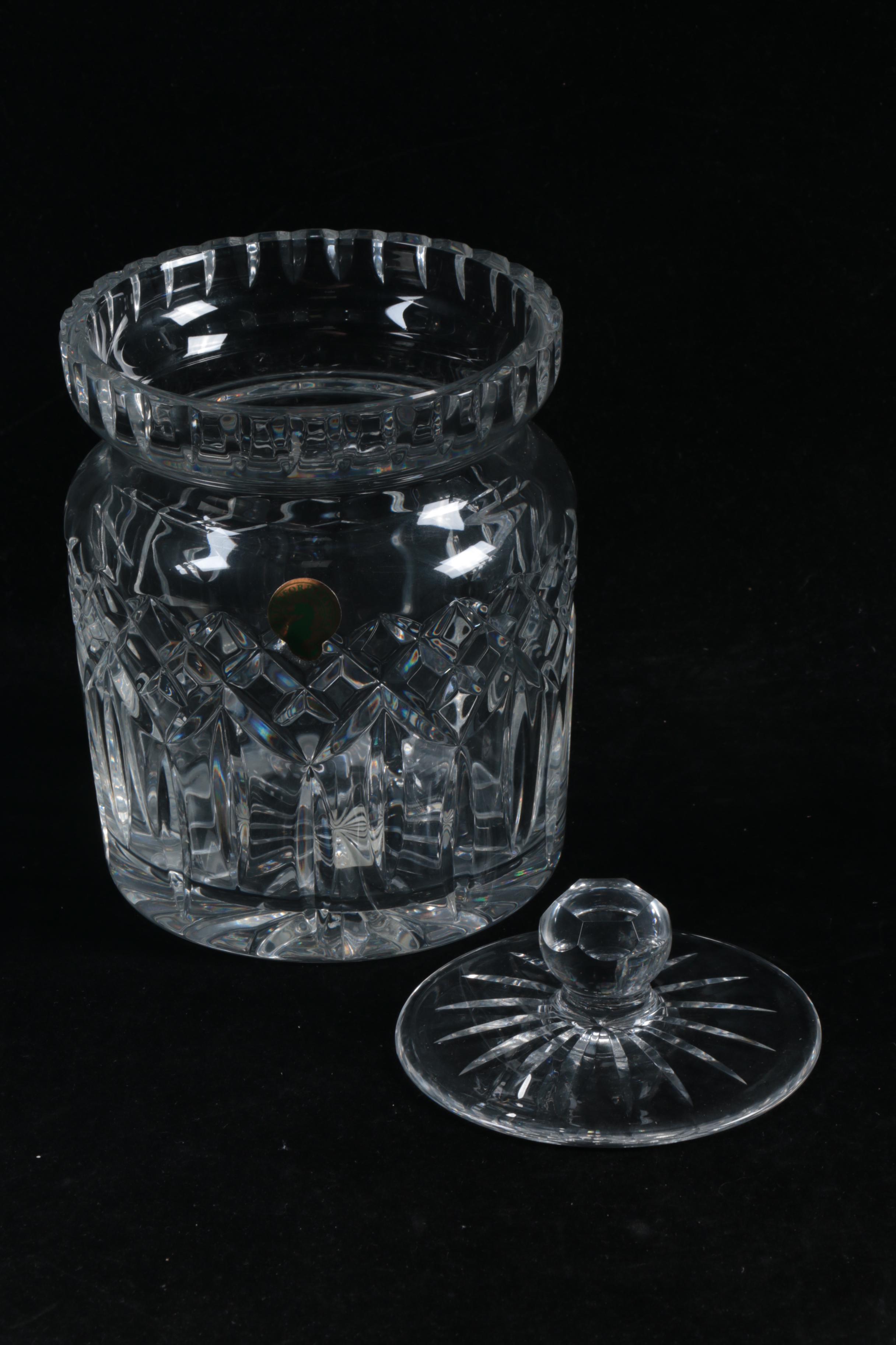 Waterford Crystal "Lismore" Biscuit Barrel and Mikasa Crystal Vase