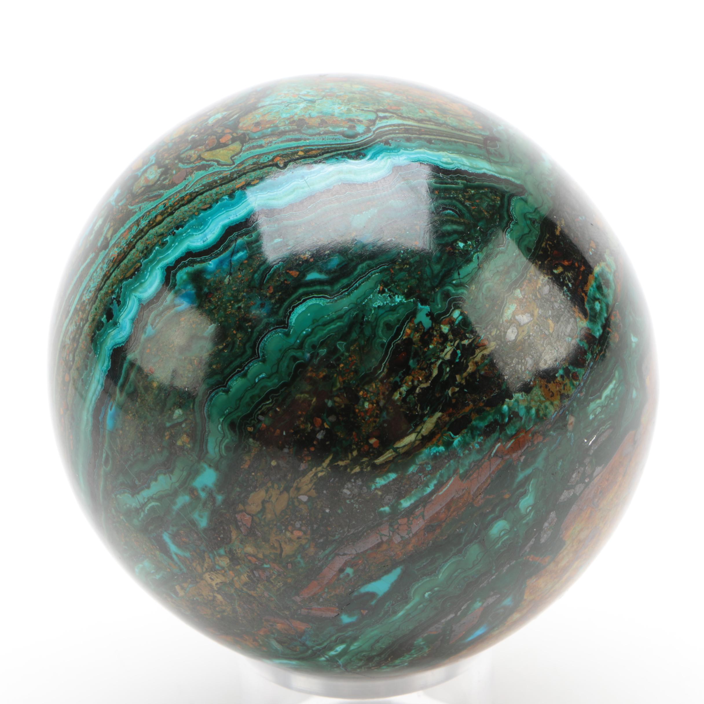 Azurite and Malachite Spheres On Stands