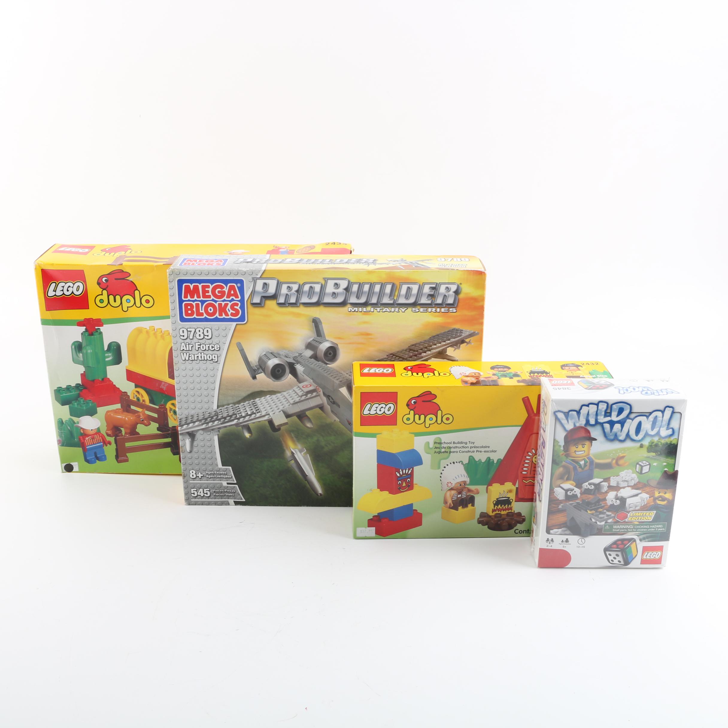 Mega Blocks Pro-Builder, LEGO Duplo Sets, and a LEGO Game