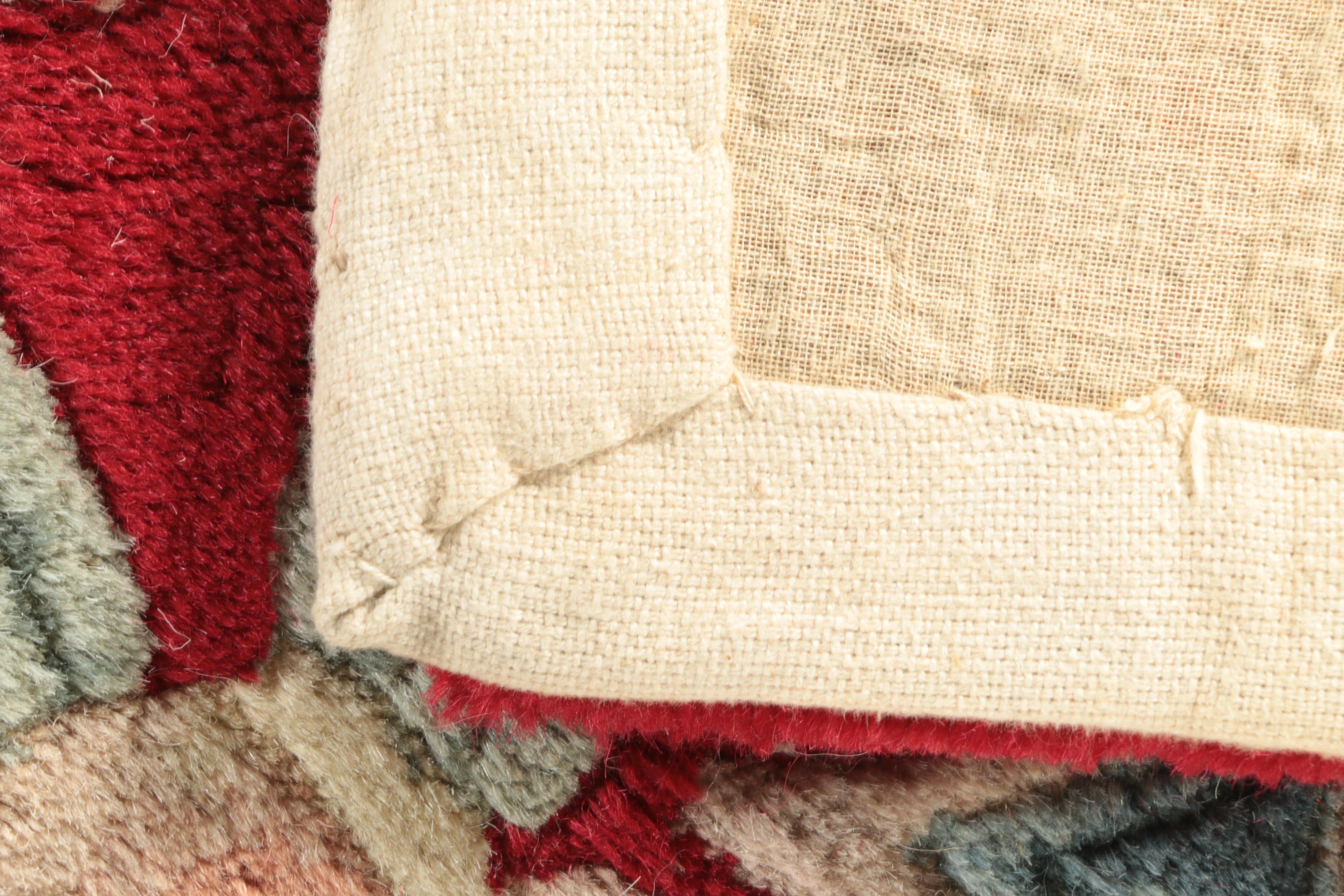 Hand-Tufted Chinese Floral Carved Wool Area Rug