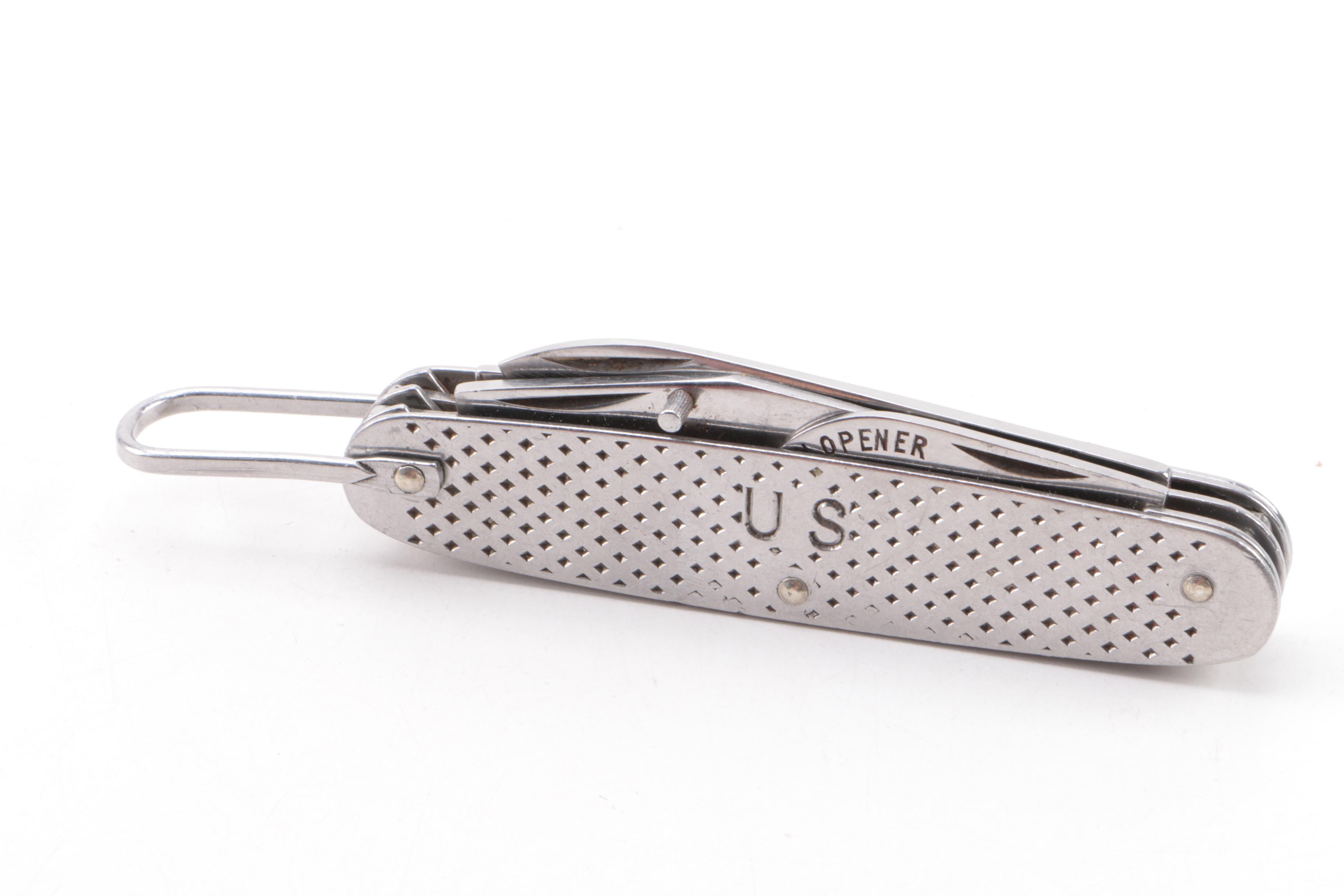 Money Clip with U.S. Bicentennial Fine Silver Coin, U.S. Pocket Knife and More