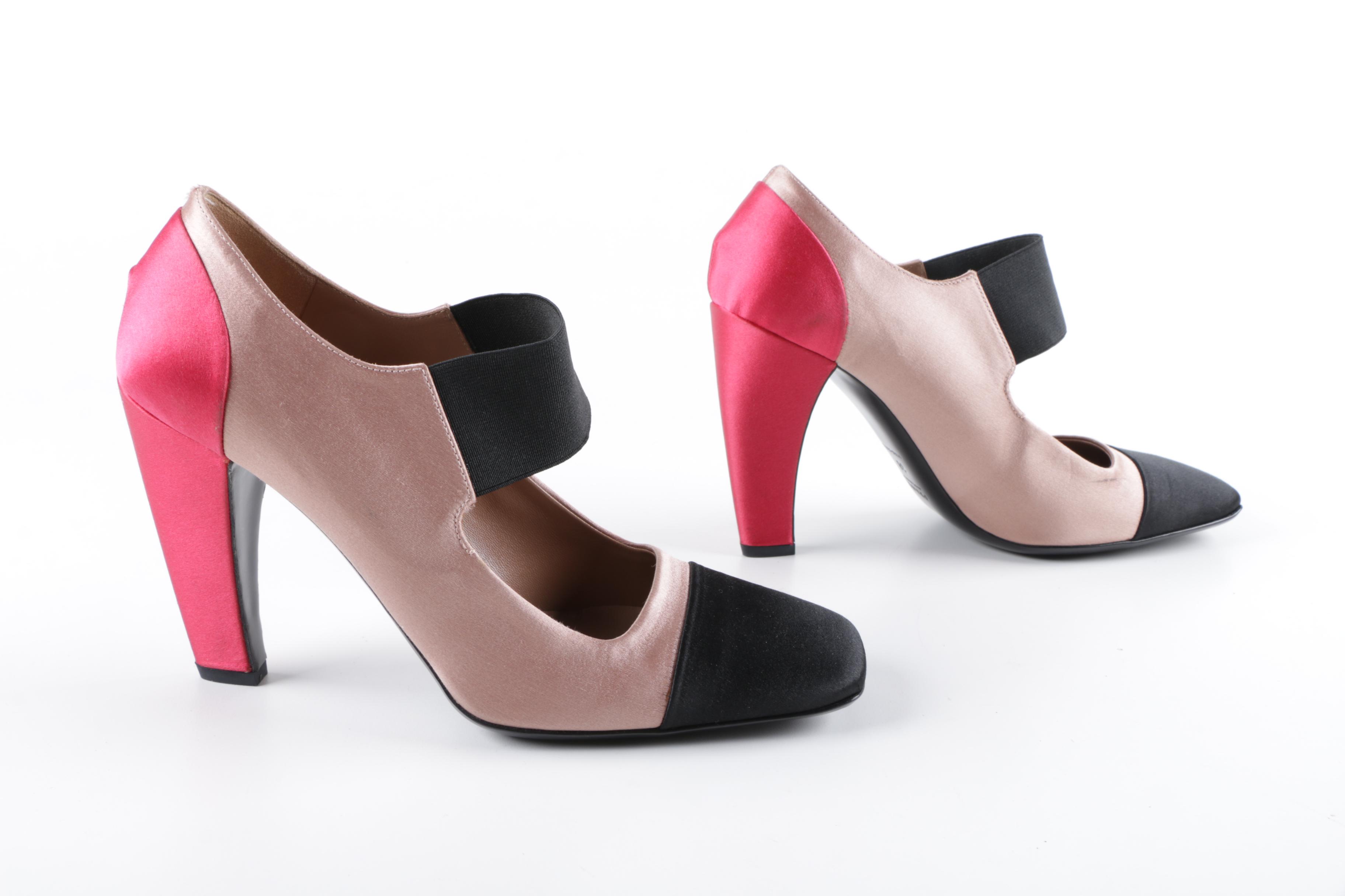 Prada Color Block Satin Pumps