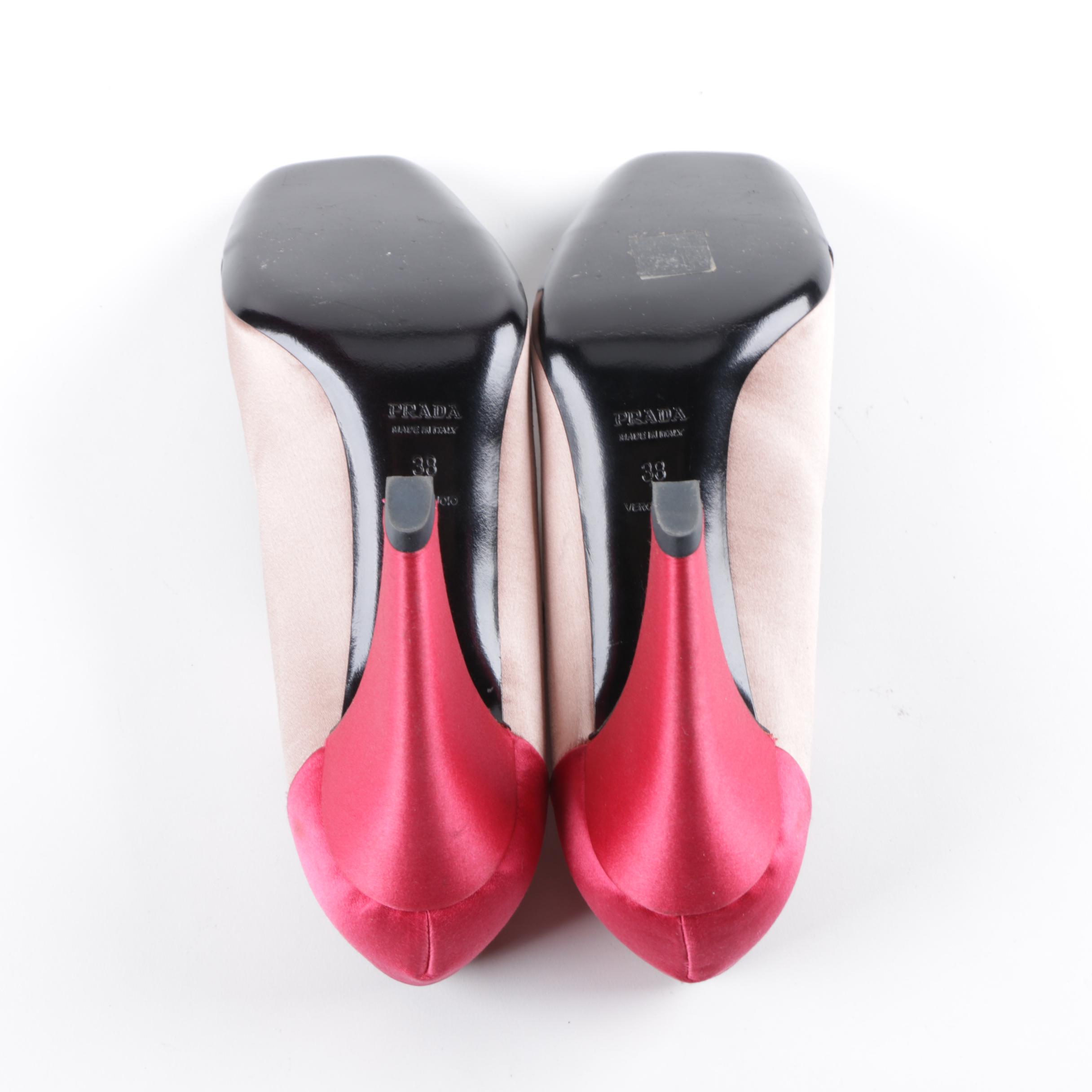 Prada Color Block Satin Pumps