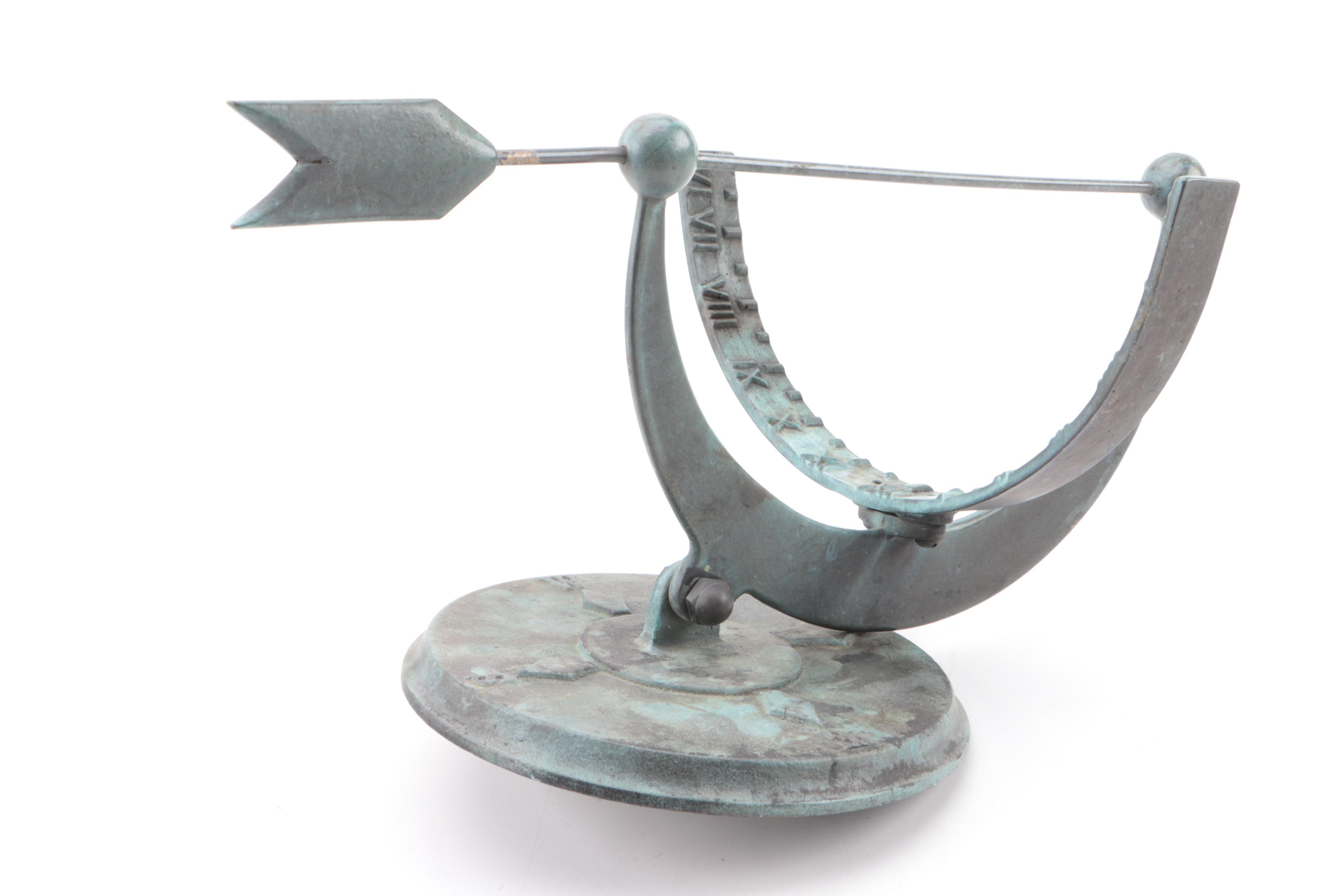Patinated Bronze Tone Metal Armillary Sundial