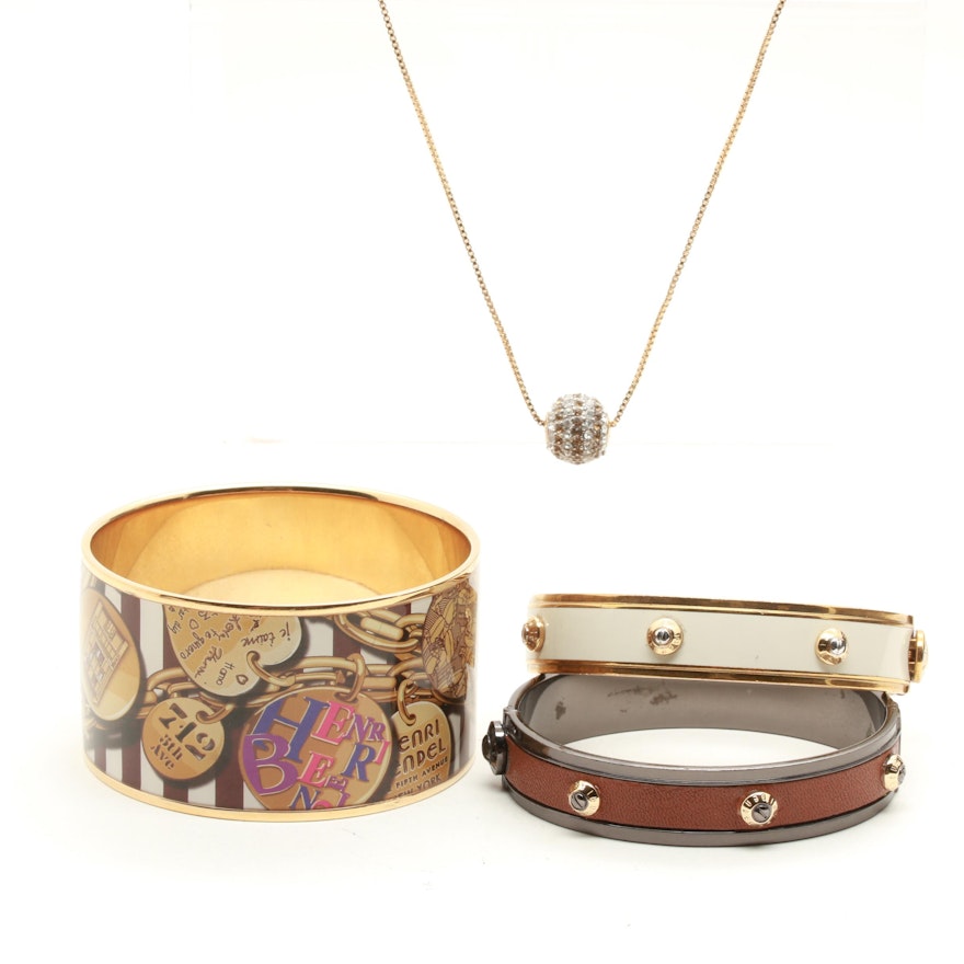 Henri Bendel Gold-Tone Bangle and Necklace Selection with Enamel and Foilbacks