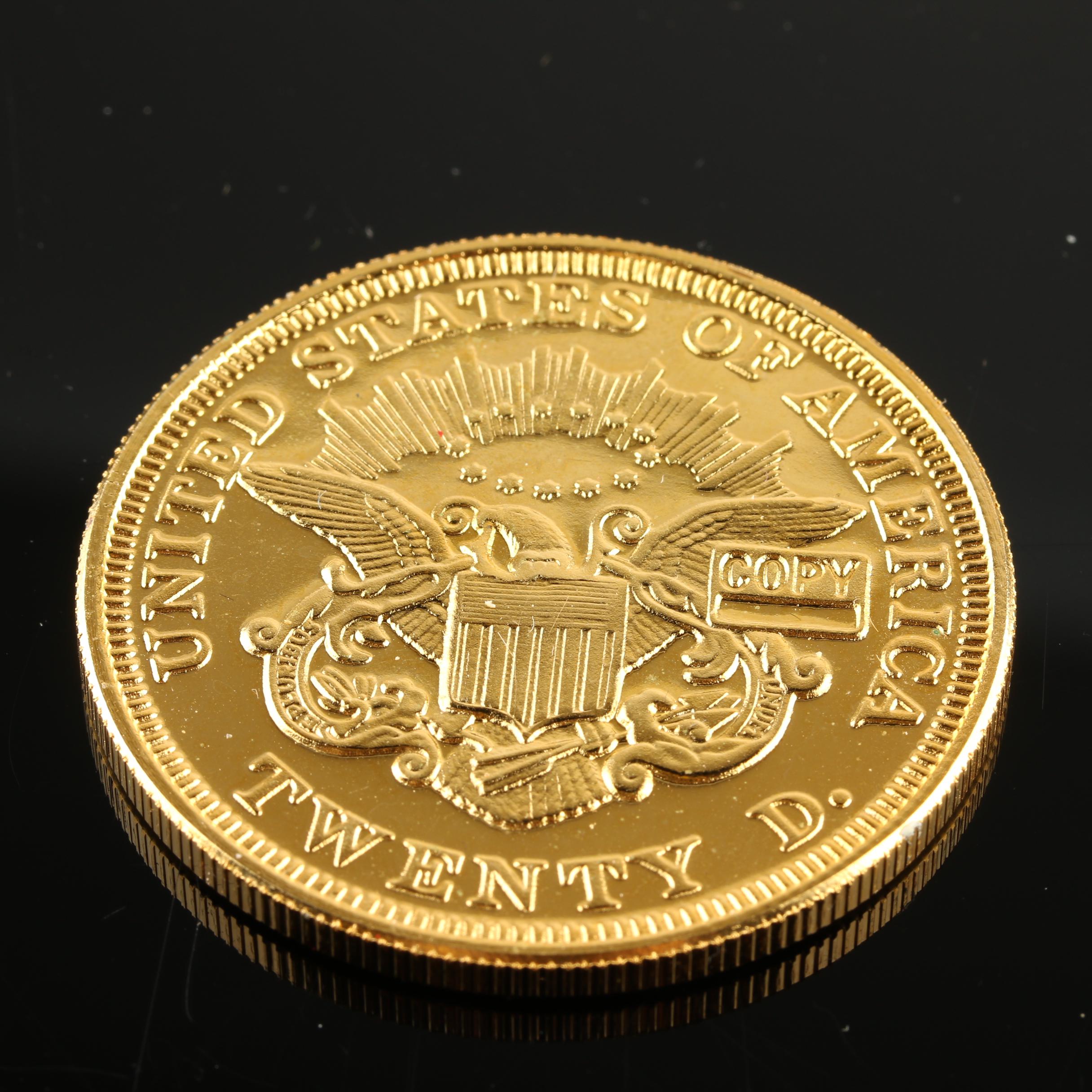 Gold Plated 1849 Liberty Head $20 Double Eagle Coin Replica