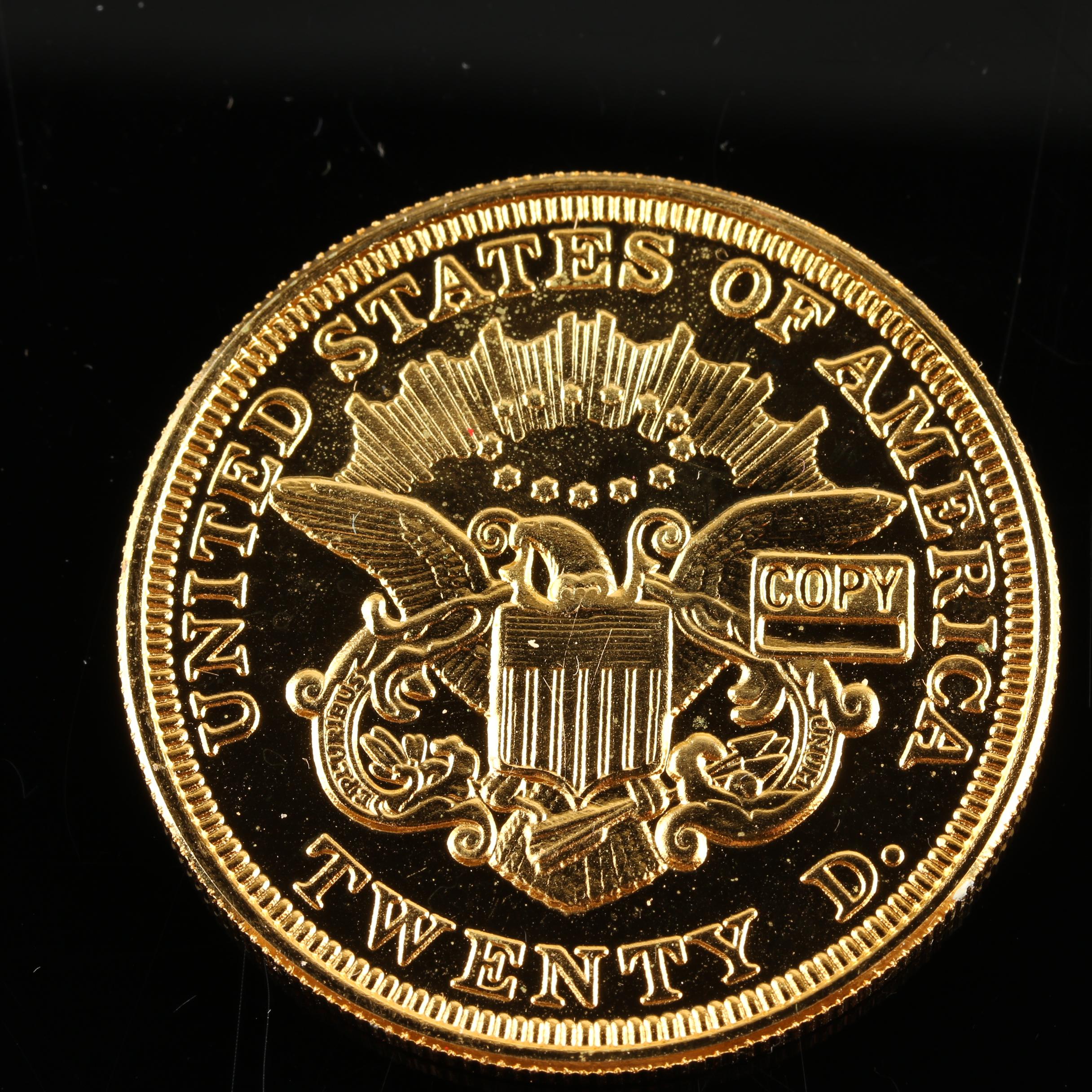 Gold Plated 1849 Liberty Head $20 Double Eagle Coin Replica
