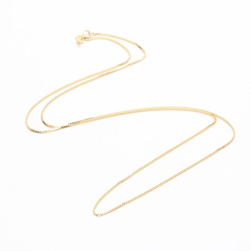 14K Yellow Gold Box Chain Necklace