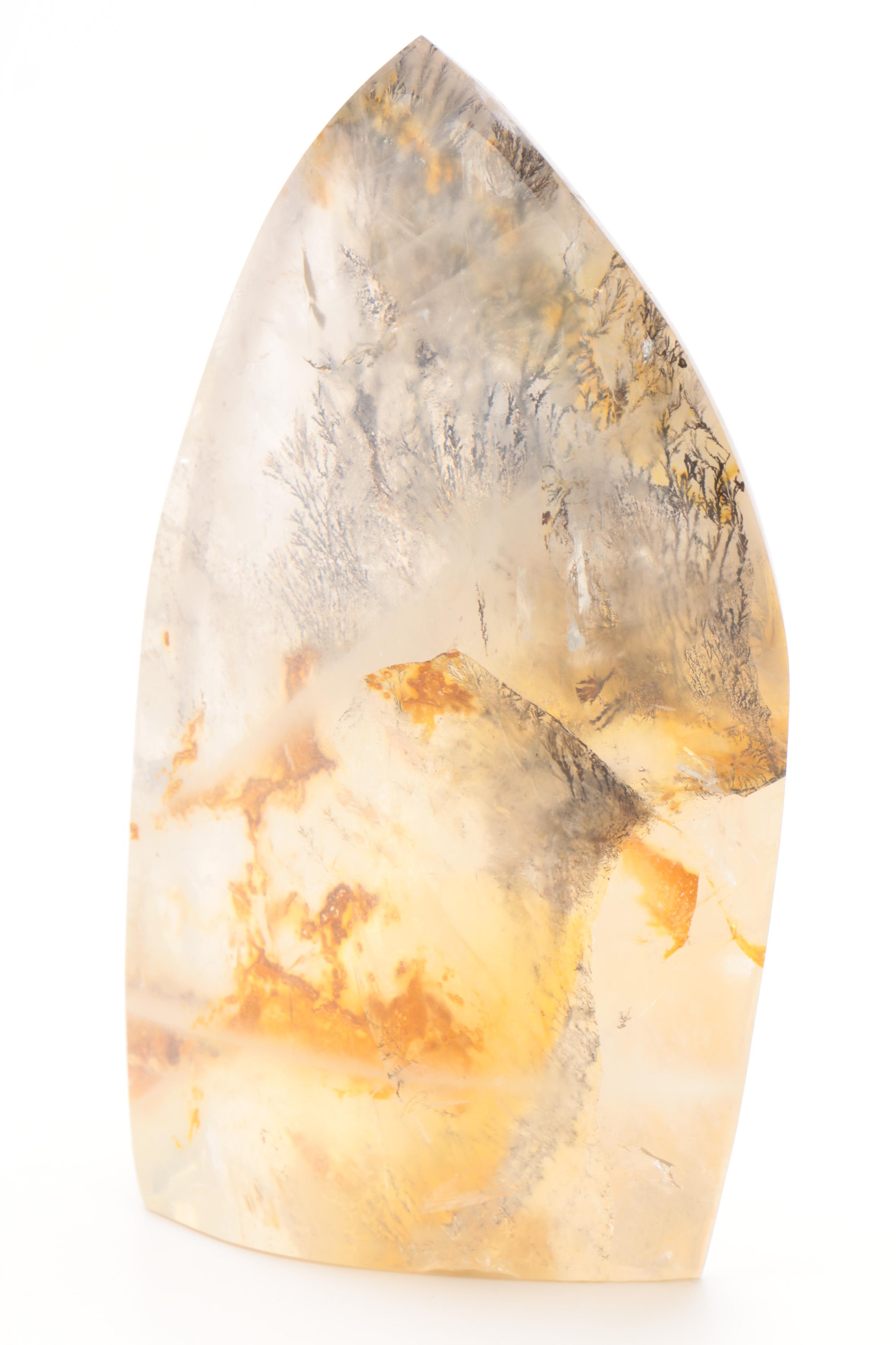 Dyed Agate Geode Bookends and Moss Agate Specimen