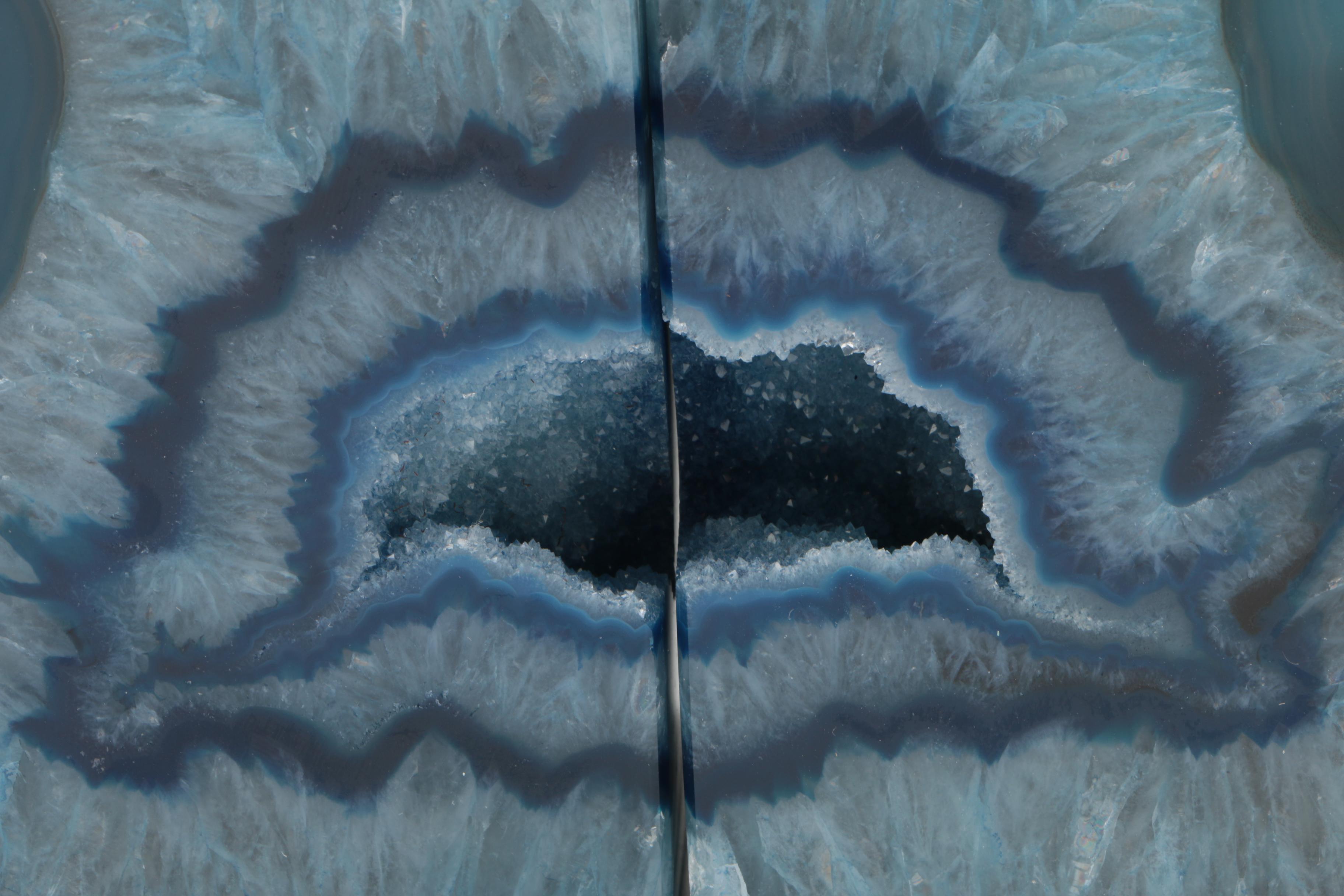 Dyed Agate Geode Bookends and Moss Agate Specimen