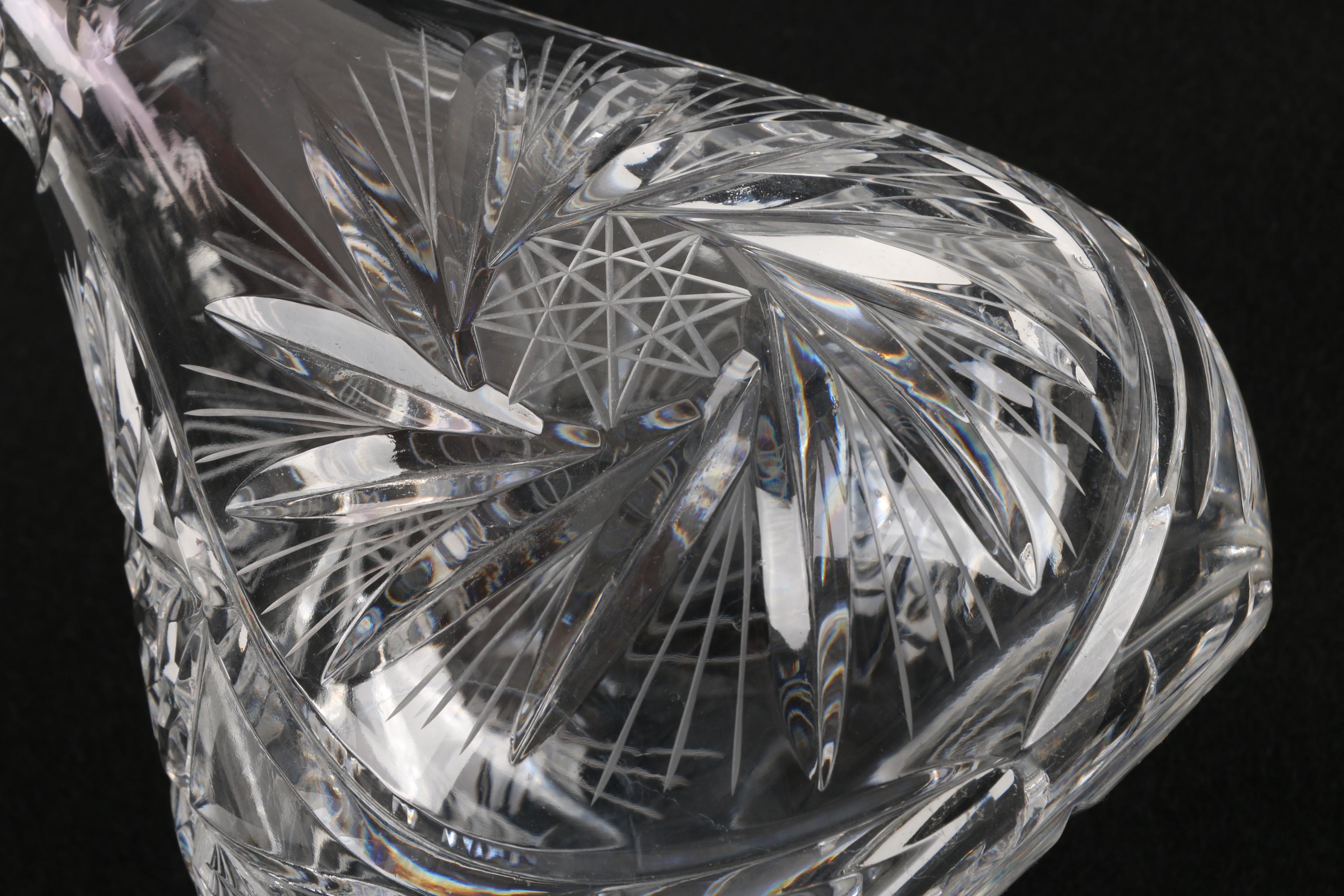 Buzz Starr Motif Crystal Decanter with Cordial Glasses