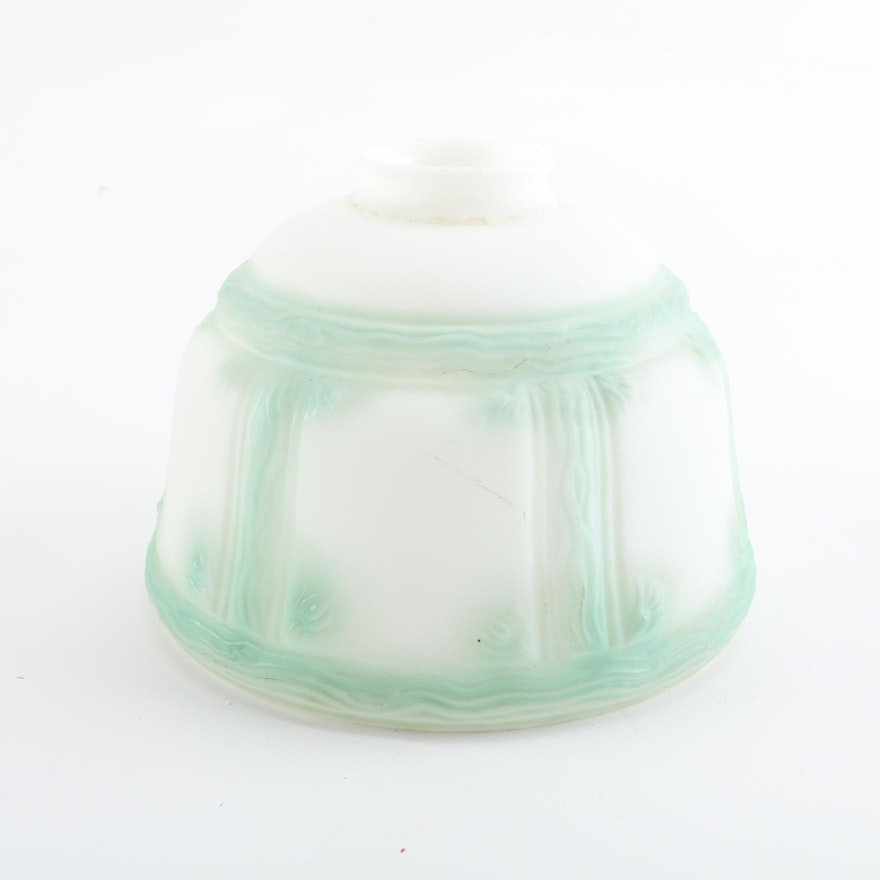 Vintage White and Green Accented Glass Lamp Shade