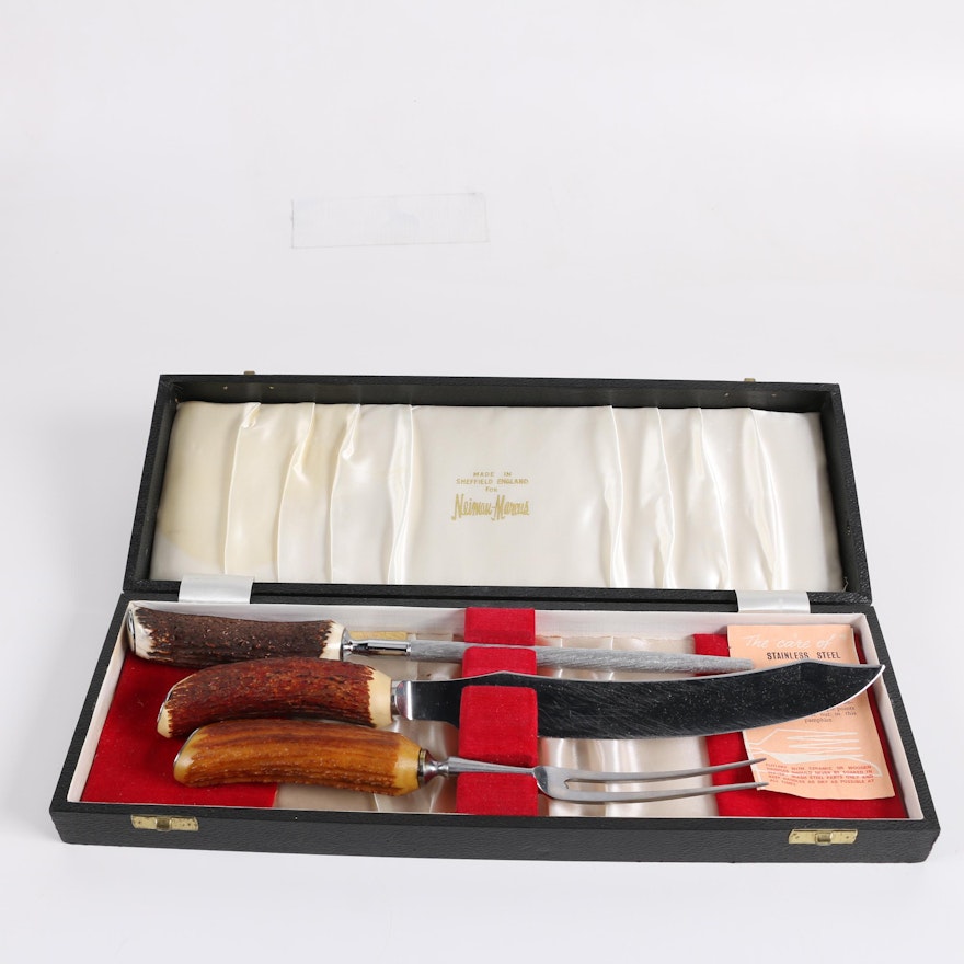 Sheffield for Neiman Marcus Carving Set with Antler Handles