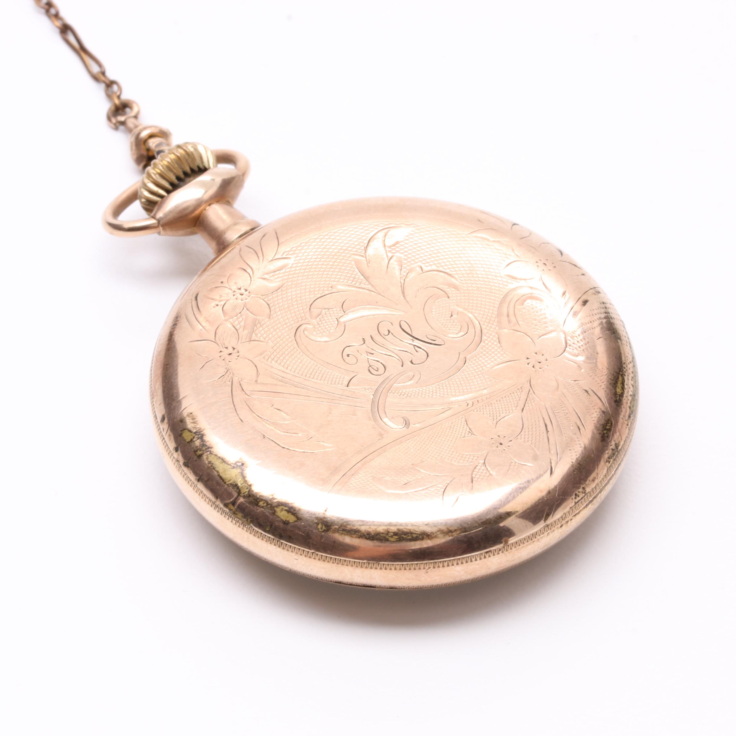 Antique Elgin Gold-Filled Pocket Watch with Gold-Filled Fob
