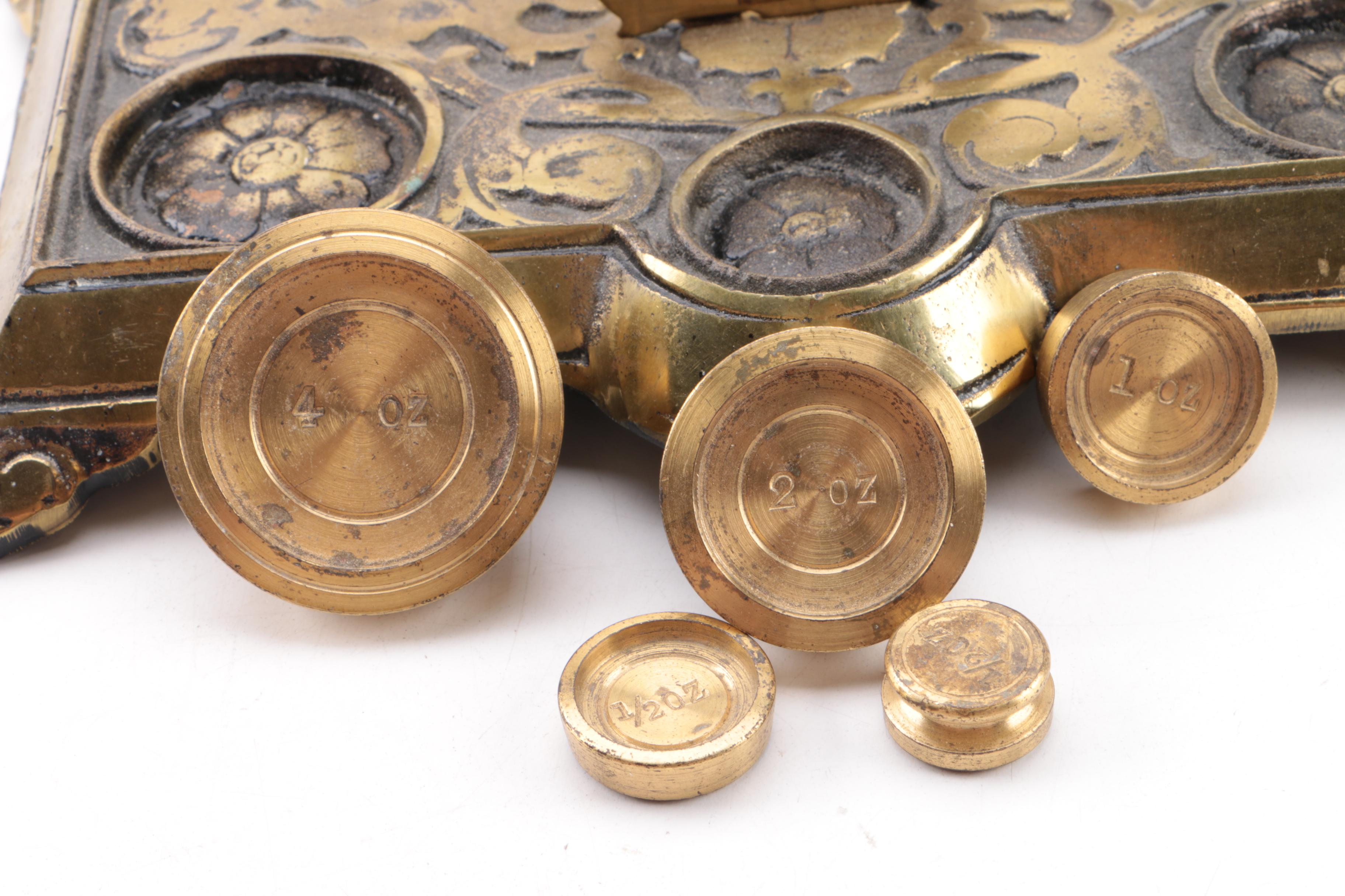 Vintage Brass Scale and Weights