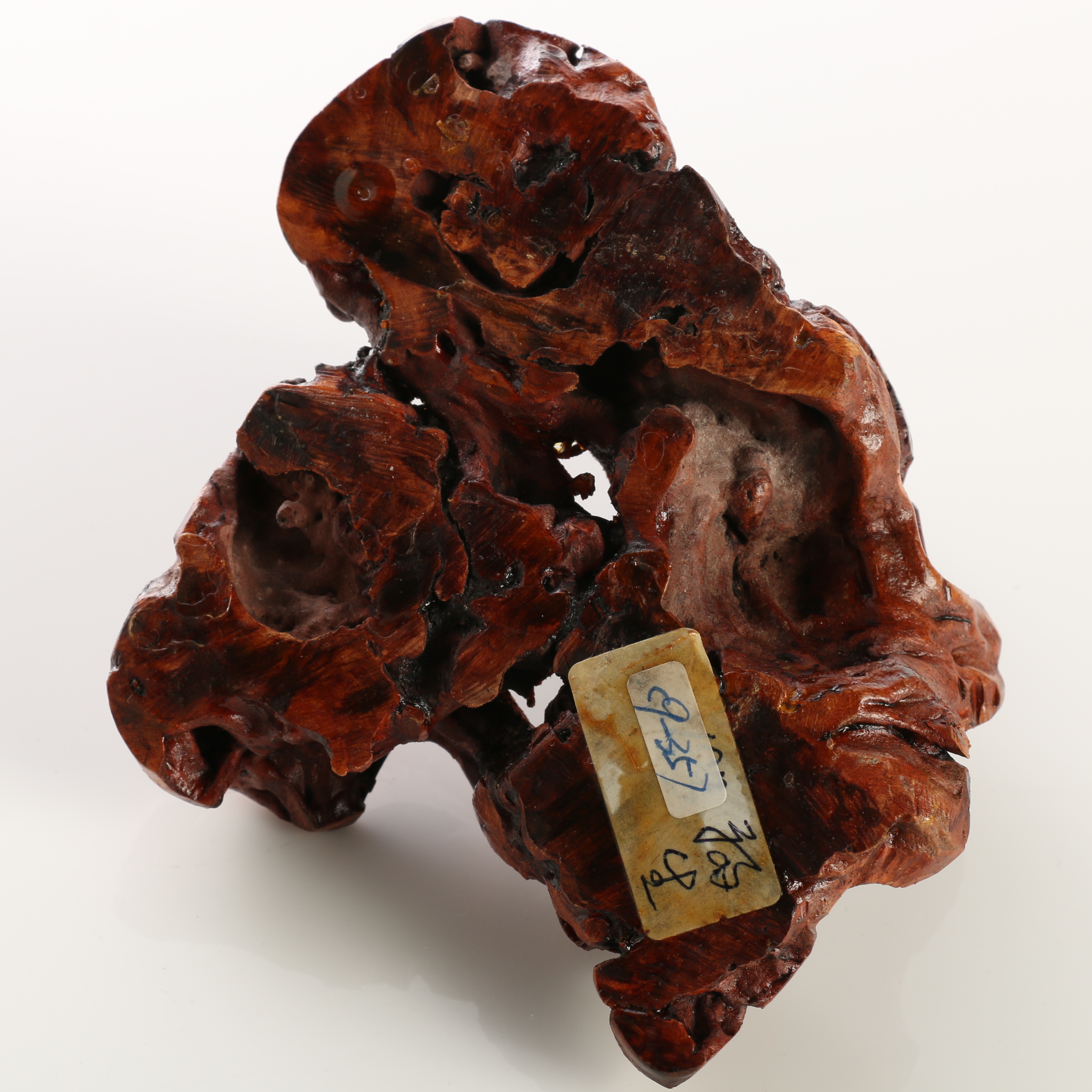 Chinese Bas Relief Carved Calcite Sculpture With Wood Base