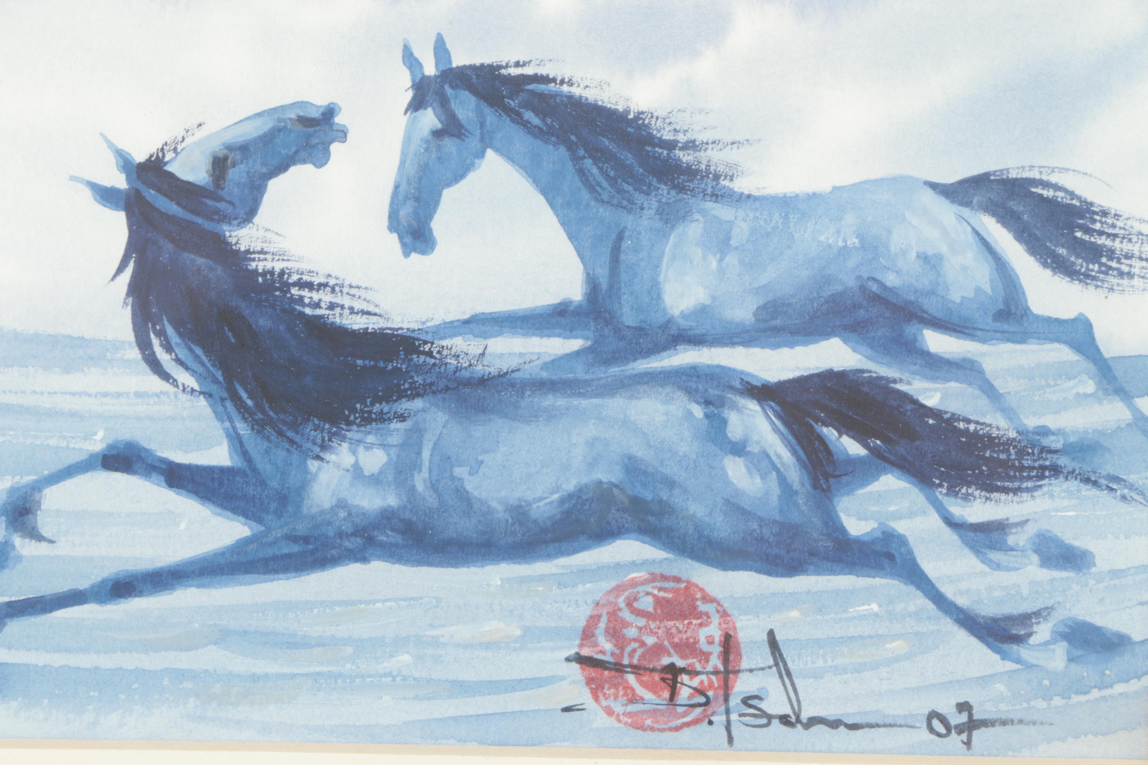 Tsolmon Damba Mongolian Ink and Gouache Paintings