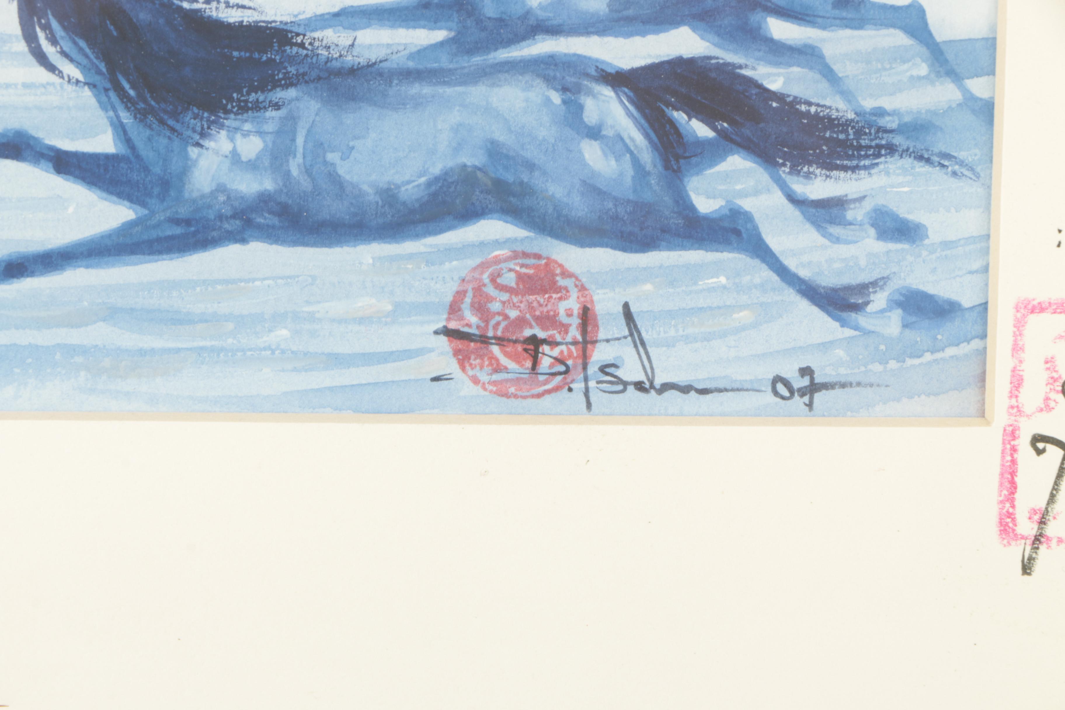 Tsolmon Damba Mongolian Ink and Gouache Paintings