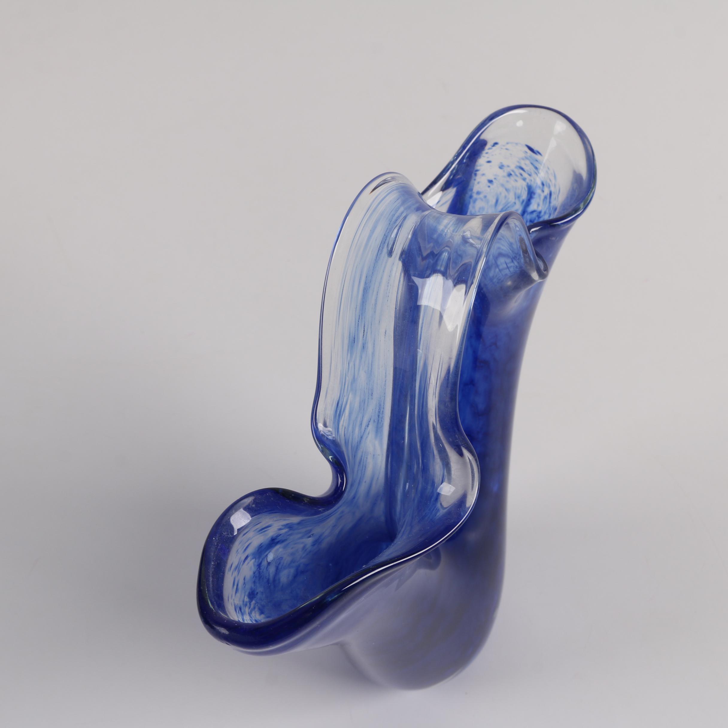 Blown Blue Glass Vases