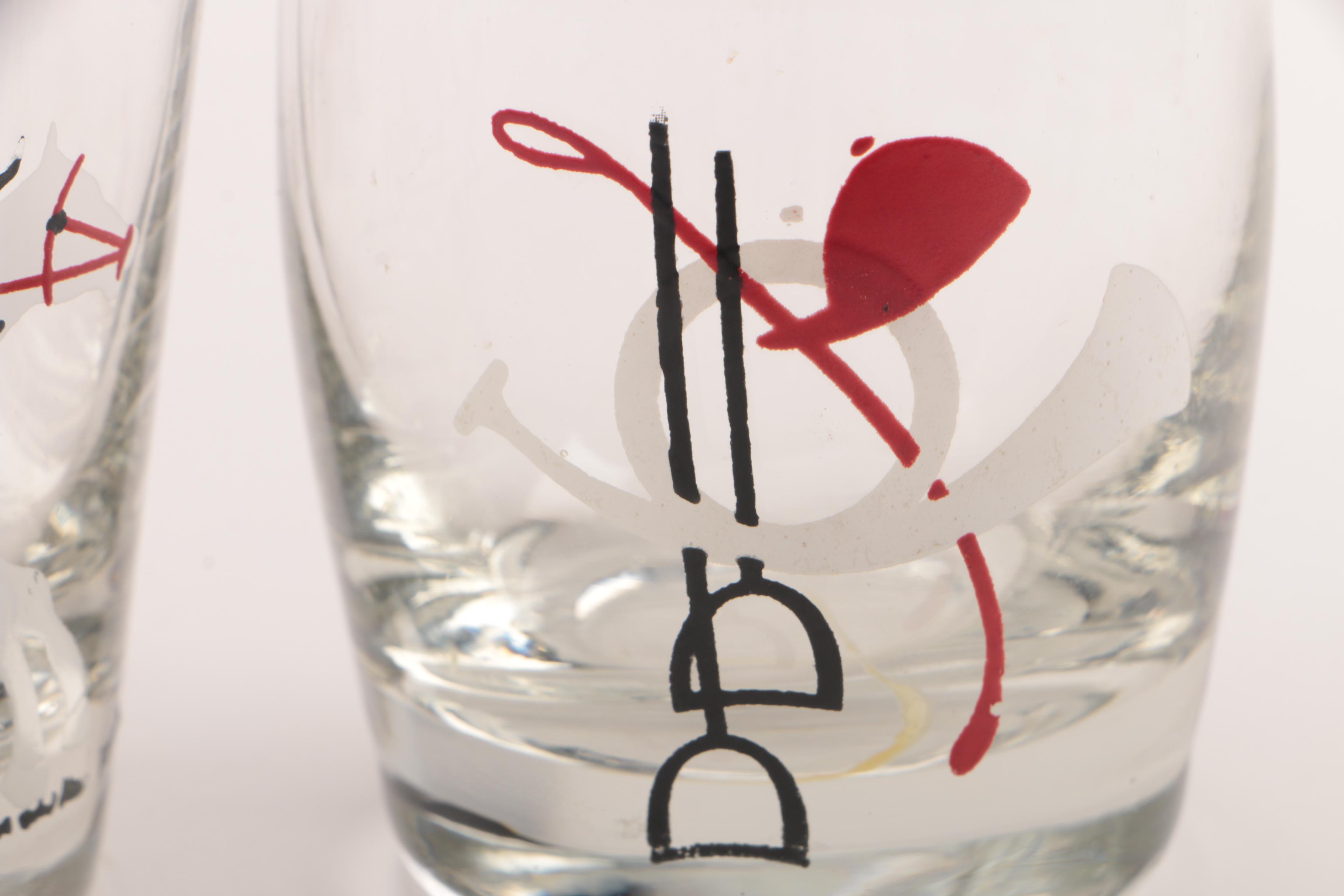 Mid-century Libbey Fox Hunt Motif Glassware