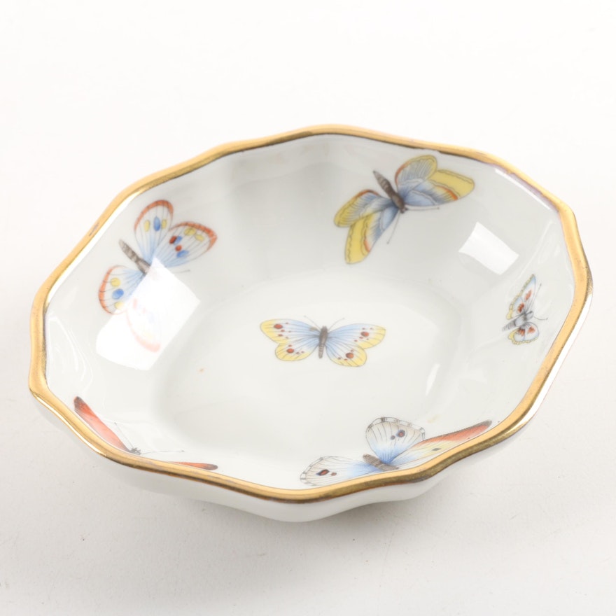 Vintage Castel Limoges Hand-embellished Porcelain Pin Dish ca. 1955-79