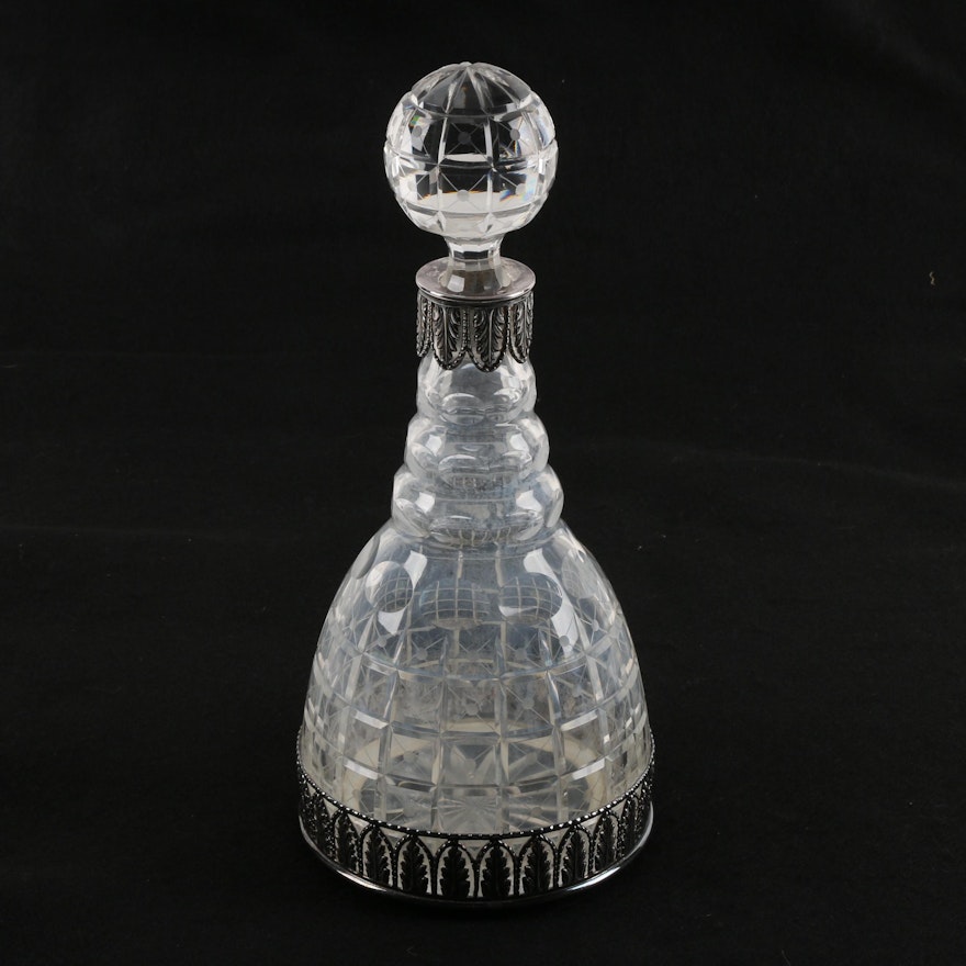 Corbell & Co. Silver Plate and Crystal Decanter
