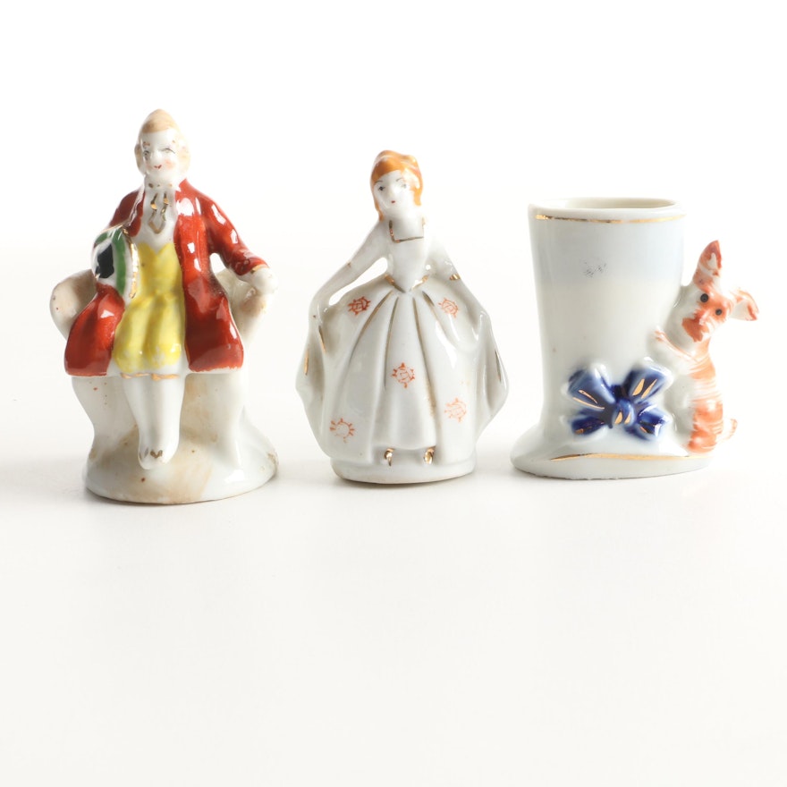 Miniature Ceramic Figurines and Vase Made in Occupied Japan