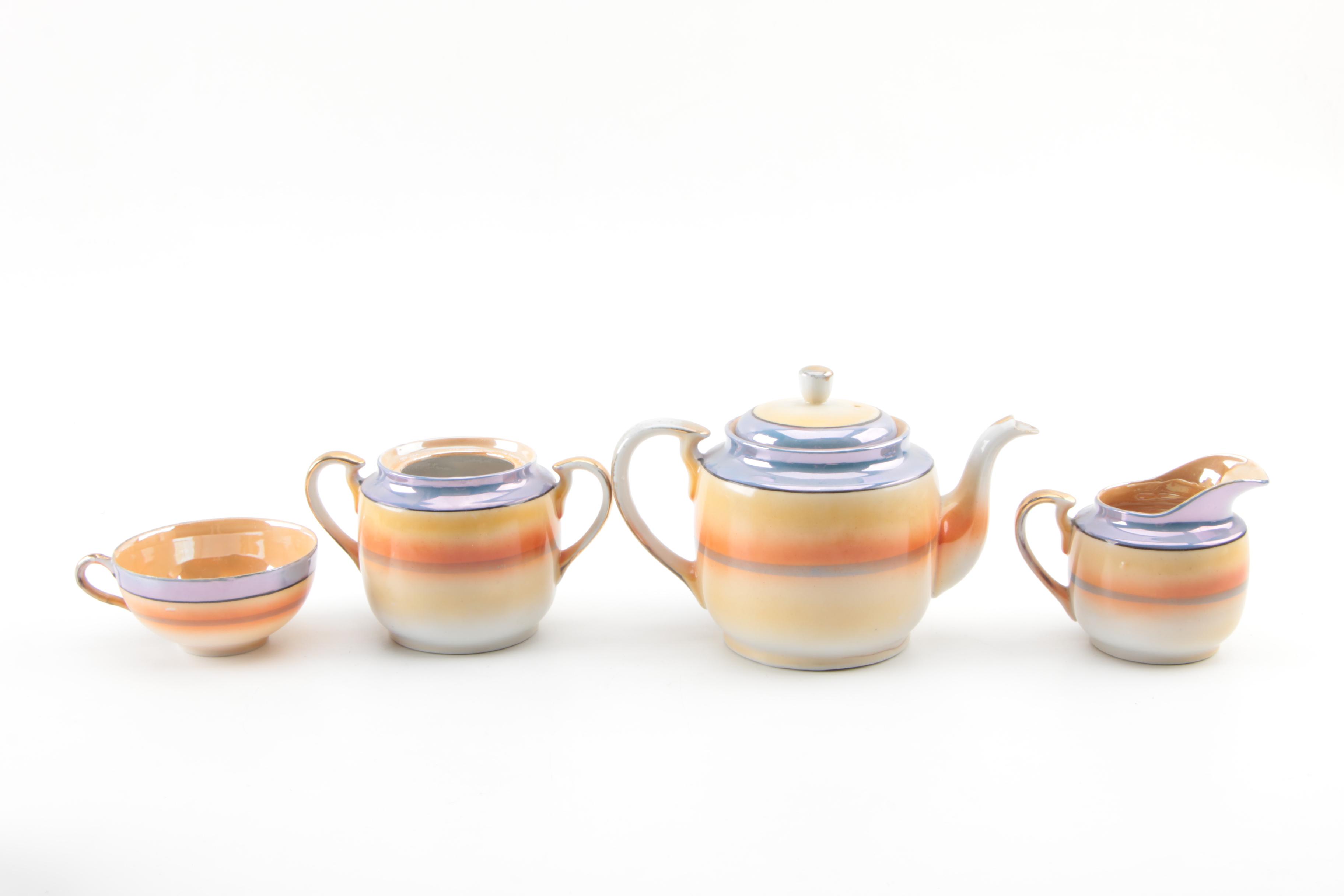 Vintage Hotta Yu Shoten & Co. Pottery Japanese Lusterware Tea Service