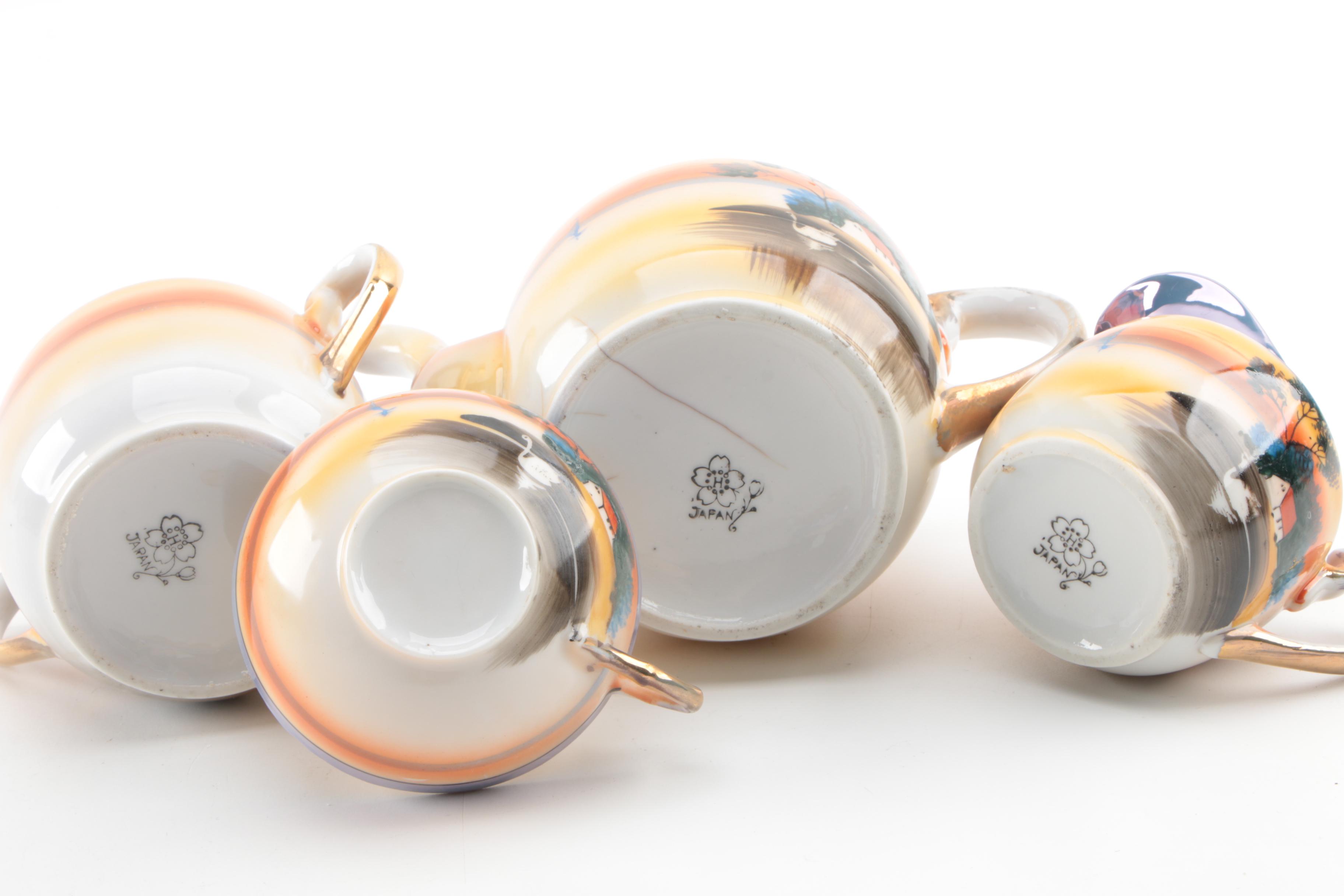 Vintage Hotta Yu Shoten & Co. Pottery Japanese Lusterware Tea Service