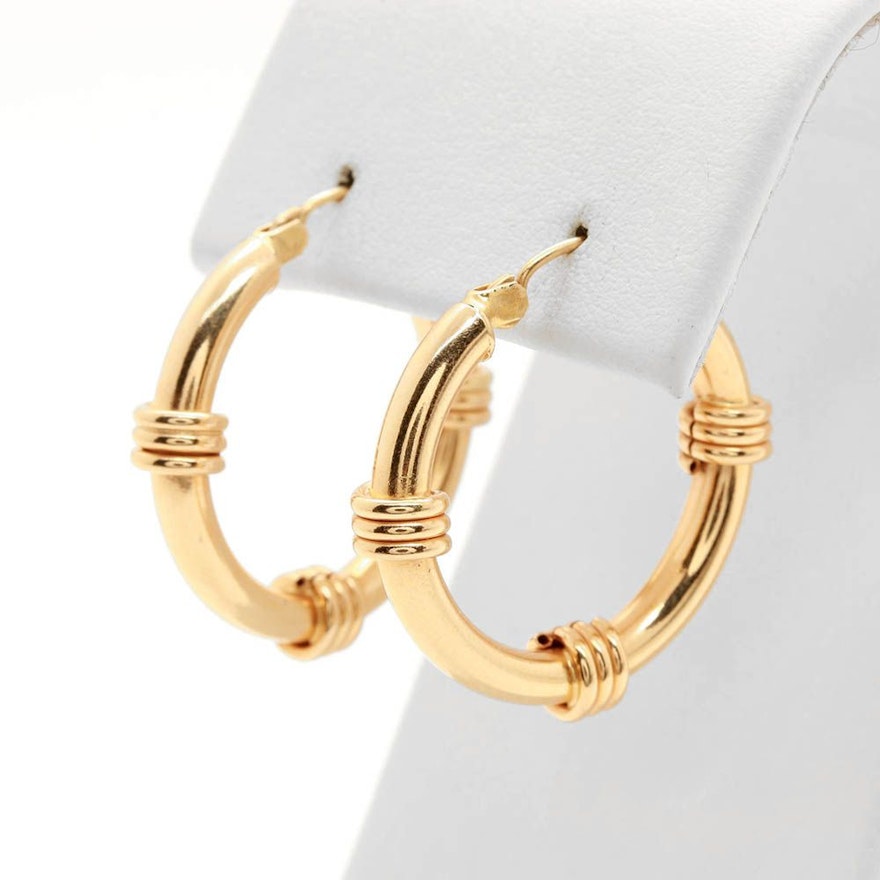 14K Yellow Gold Hoop Earrings