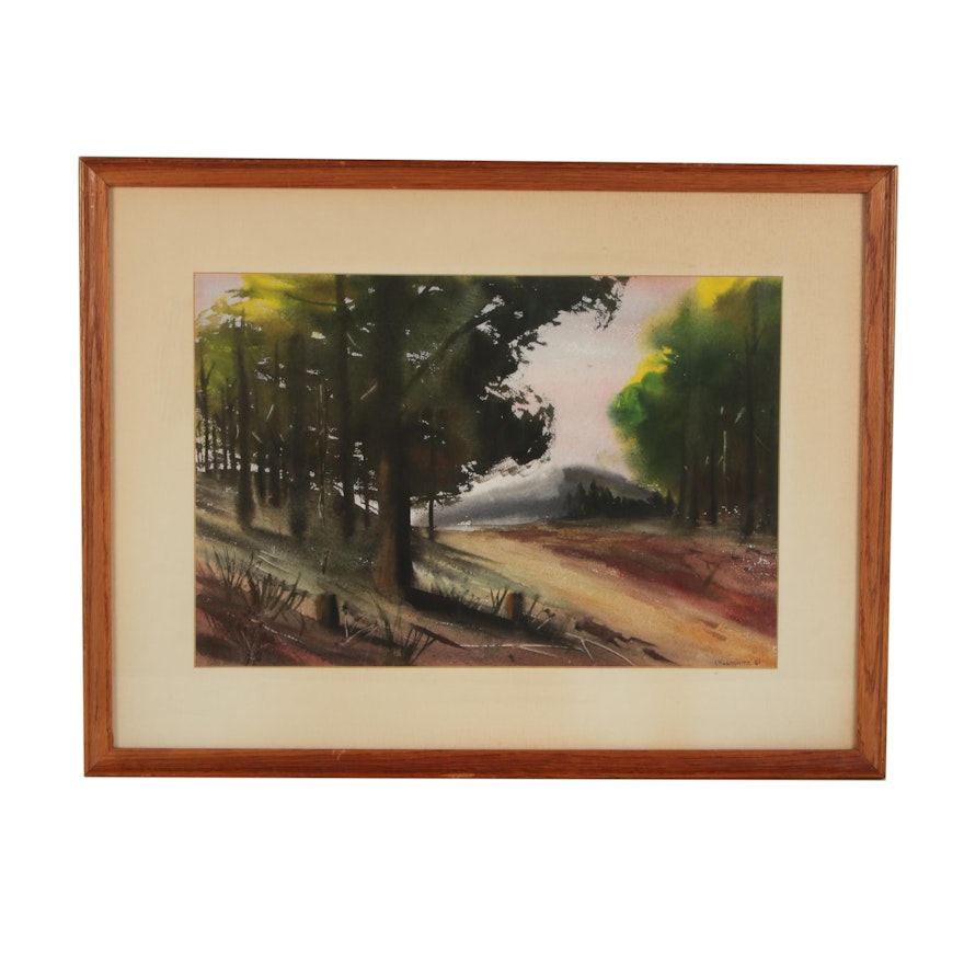 I. Rabinowitz 1951 Watercolor Landscape Painting