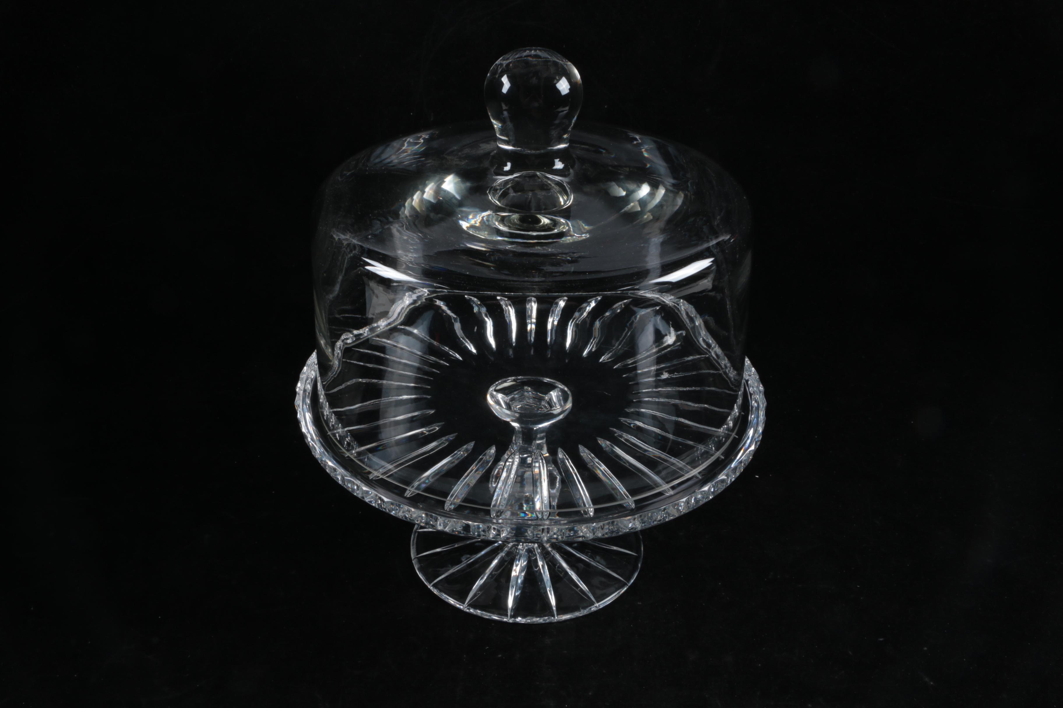 Crystal Cake Plate with Waterford Crystal Cheese Knives