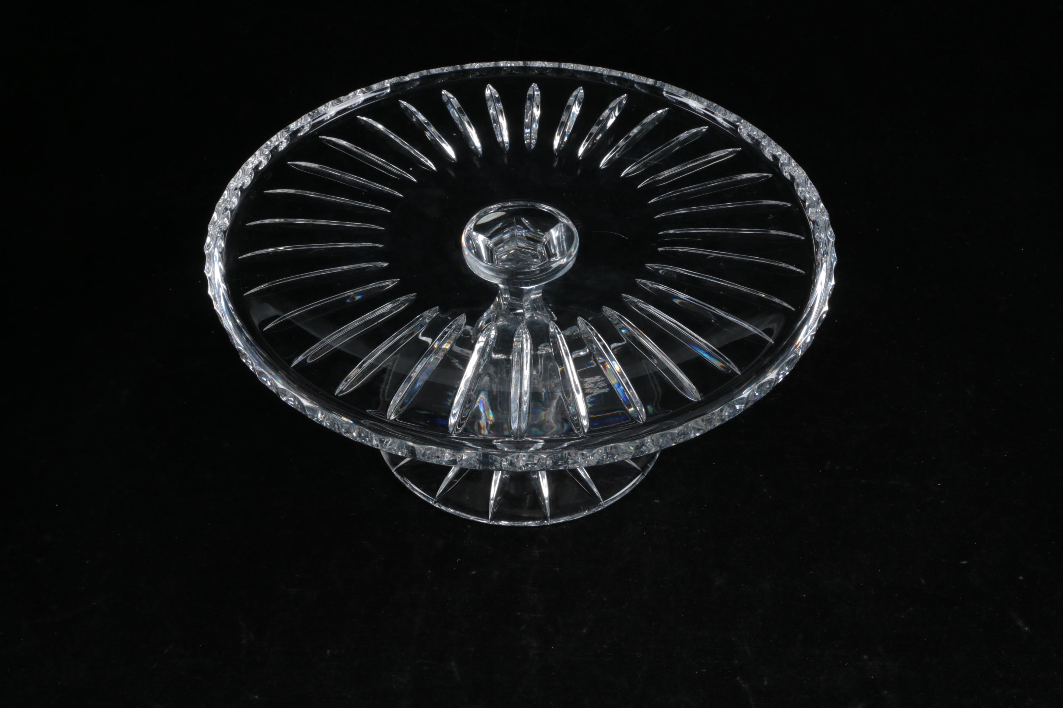 Crystal Cake Plate with Waterford Crystal Cheese Knives