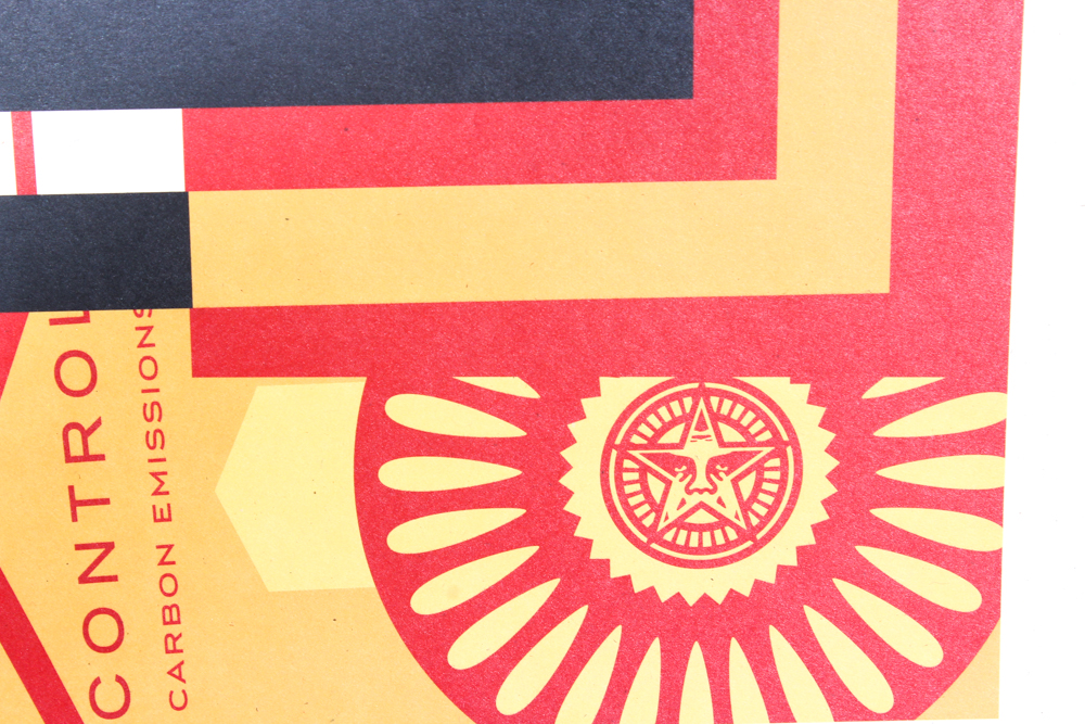 Shepard Fairey Signed 2018 "3 Face Collage" Offset Triptych